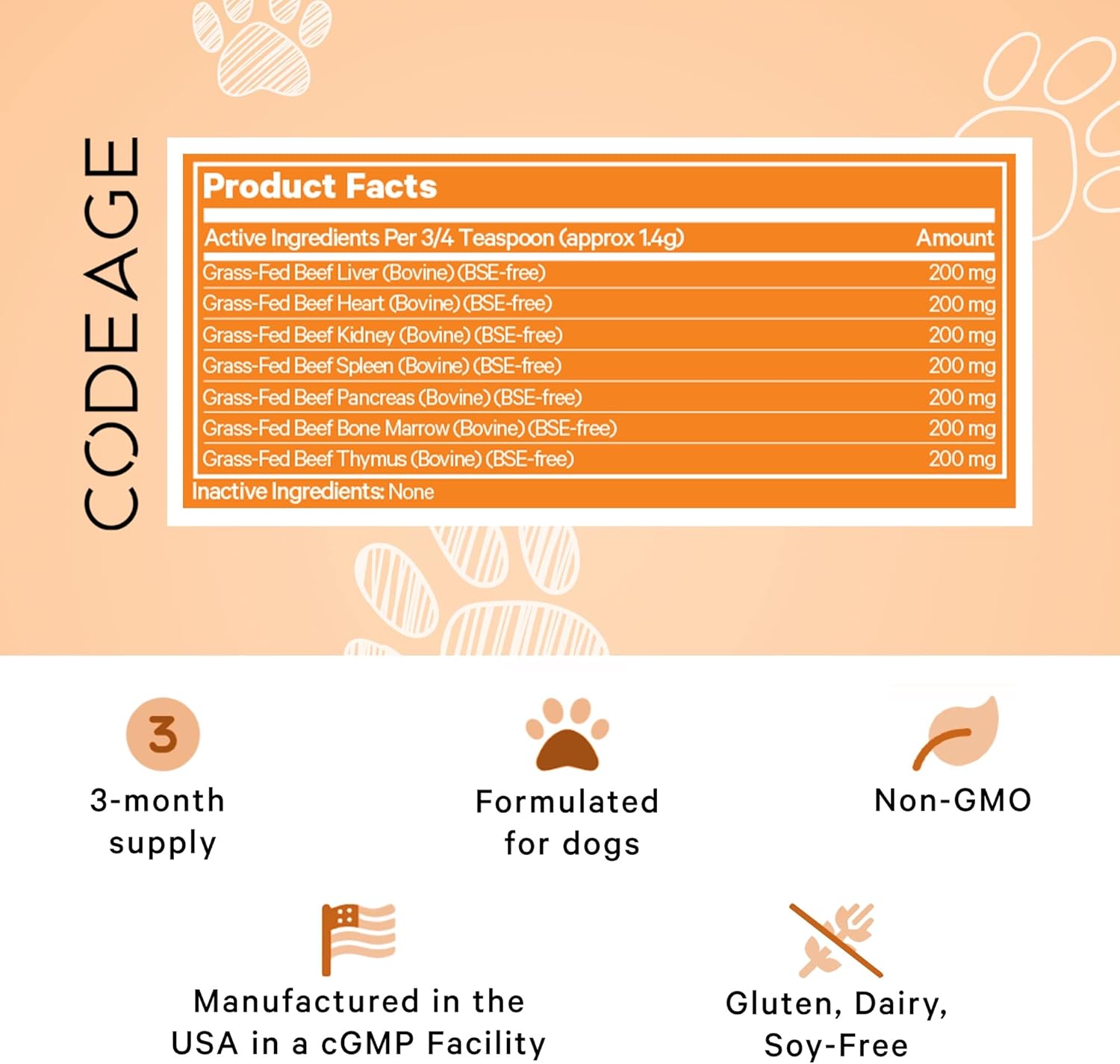 Freeze-Dried Raw Beef Organ Supplement for Dogs, Multi-Organ Powder with Canine Vitamins, 3 oz