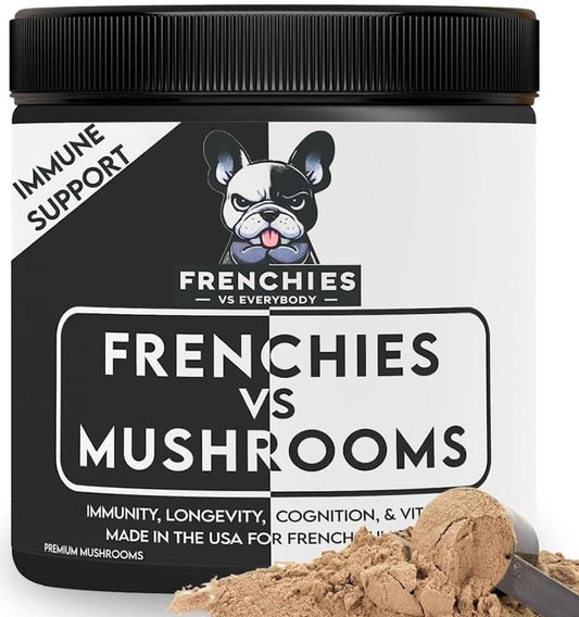 French Bulldog Immune Support Supplement with Turkey Tail Mushroom, Omega-3, and Turmeric - Boost Digestion, Allergies, and Longevity - Mushroom Powder Topper for Dogs