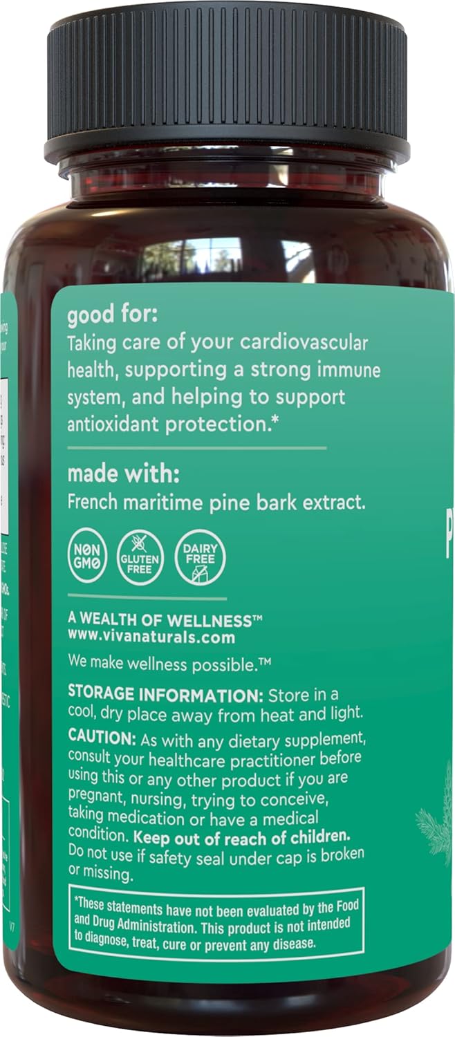 French Maritime Pine Bark Extract Capsules - 100mg Pycnogenol Supplements for Blood Circulation, Antioxidant & Joint Support - 60 Capsules