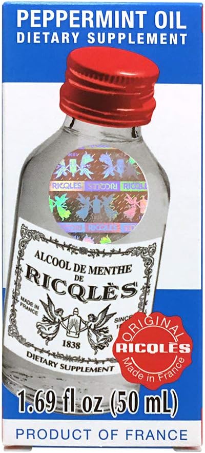 French Ricqles Peppermint Oil Dietary Supplement for Digestive Health - 1.69 fl. oz Bottle