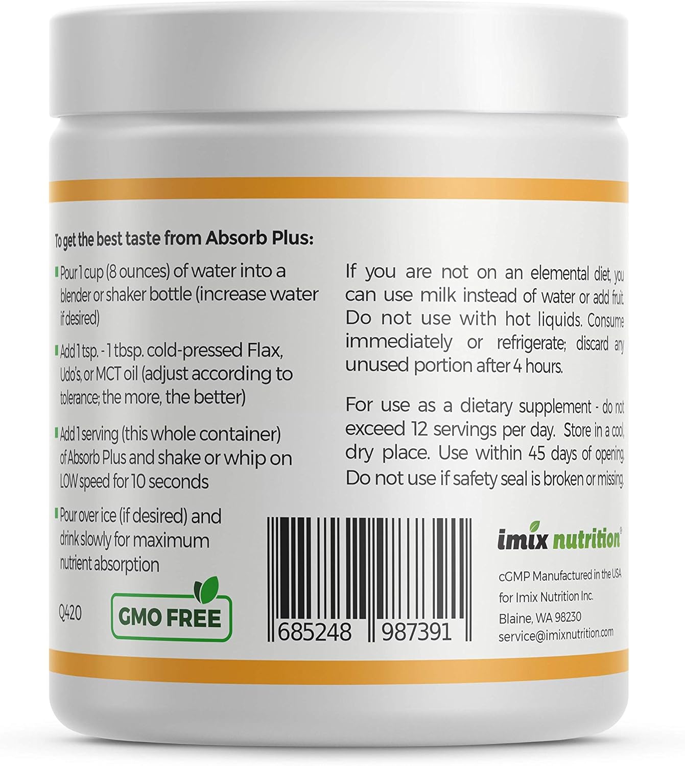 French Vanilla Absorb Plus Isolate Protein - Non-GMO, Gluten-Free, Lactose-Free, Casein-Free Diet Supplement for Gut Health & Nutritional Support (100 g)