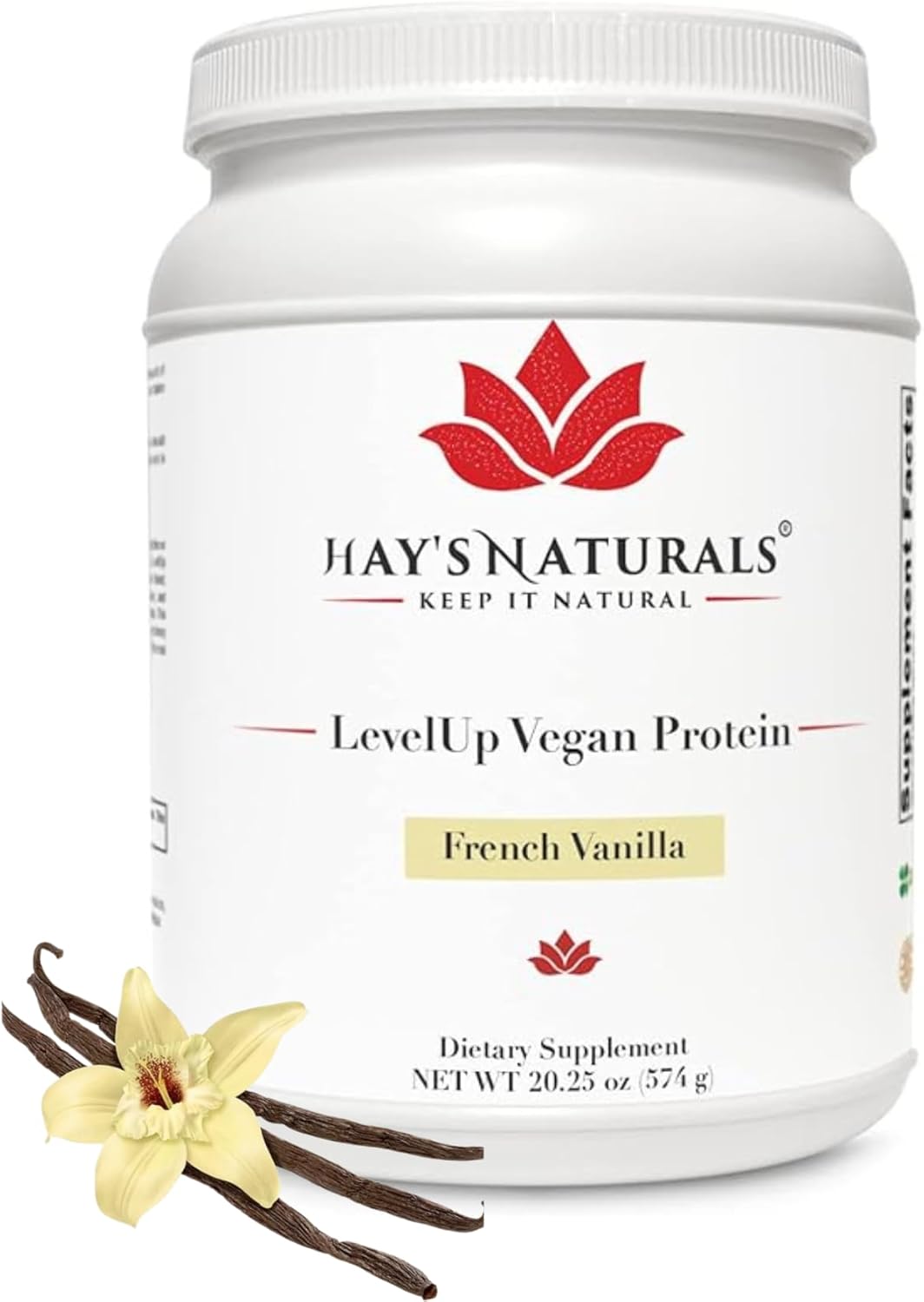 French Vanilla Flavored Vegan Protein Powder by Hay's Naturals - 21g Protein for Muscle Building and Recovery