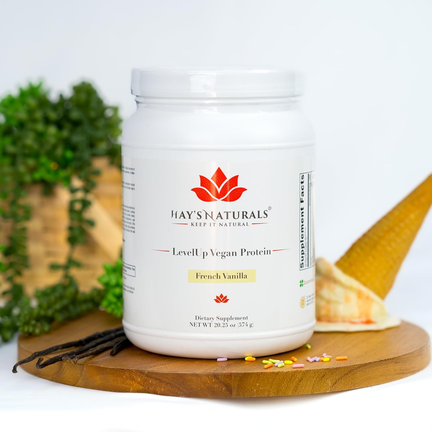French Vanilla Flavored Vegan Protein Powder by Hay's Naturals - 21g Protein for Muscle Building and Recovery