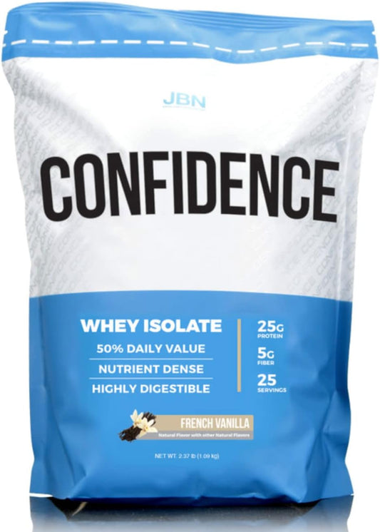French Vanilla JBN Whey Protein Isolate Powder for Confidence (25 Servings)