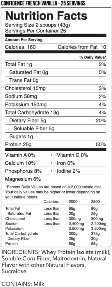 French Vanilla JBN Whey Protein Isolate Powder for Confidence (25 Servings)