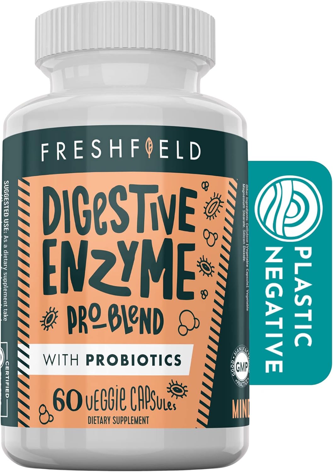 Freshfield Naturals Digestive Enzyme Pro-Blend with Probiotics - Vegan Friendly - Supports Digestive Health - 60 Veggie Capsules