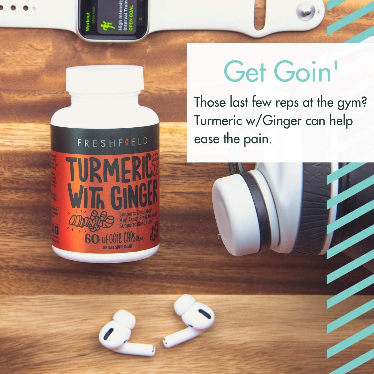 Freshfield Naturals Turmeric and Ginger Supplement with Bioperine® - Vegan Friendly, 600mg Bioactive Compounds, High Absorption, 95% Curcuminoids - 60 Pills
