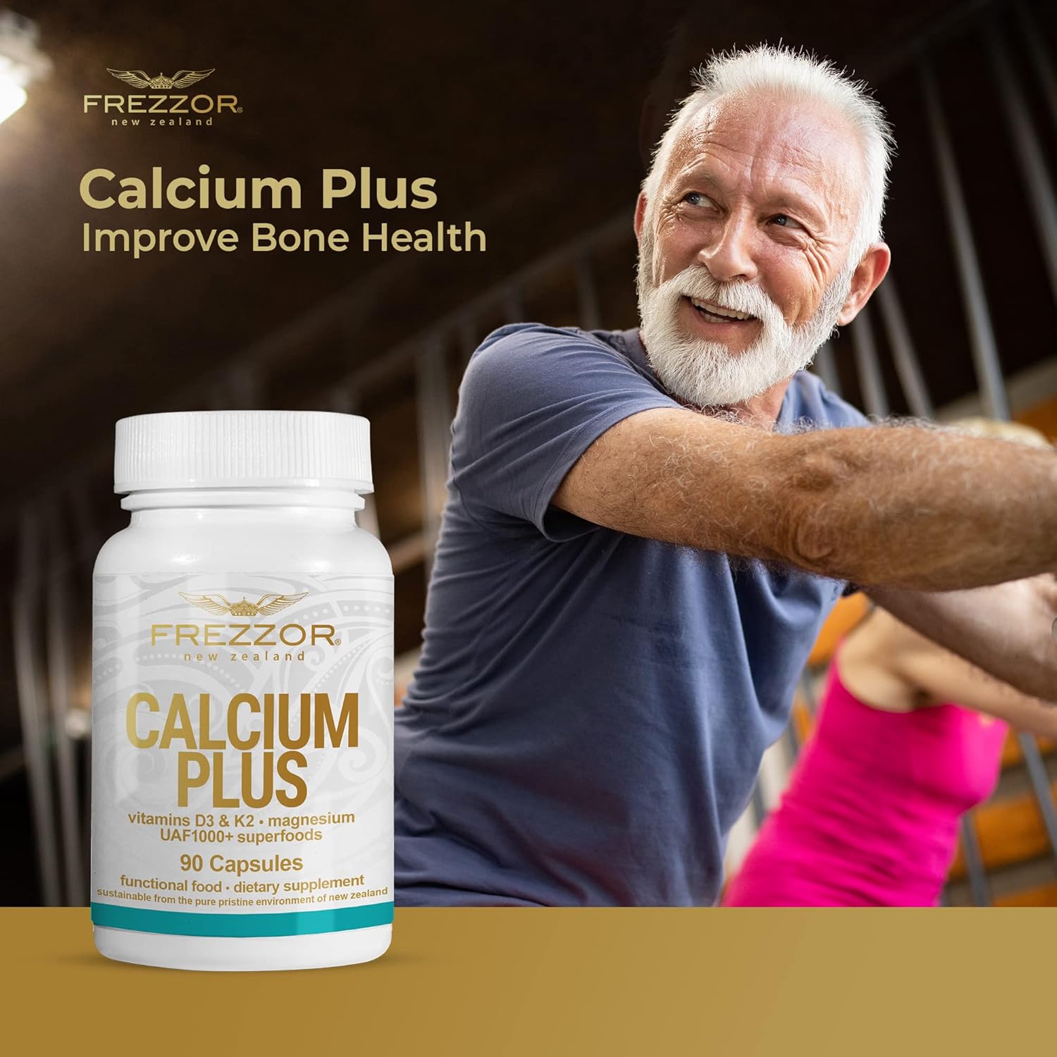 FREZZOR Calcium Plus with UAF1000+ Super Antioxidant - Supports Bone Health & Density, Healthy Weight - Essential Minerals, 180 caps, 2 Month Supply