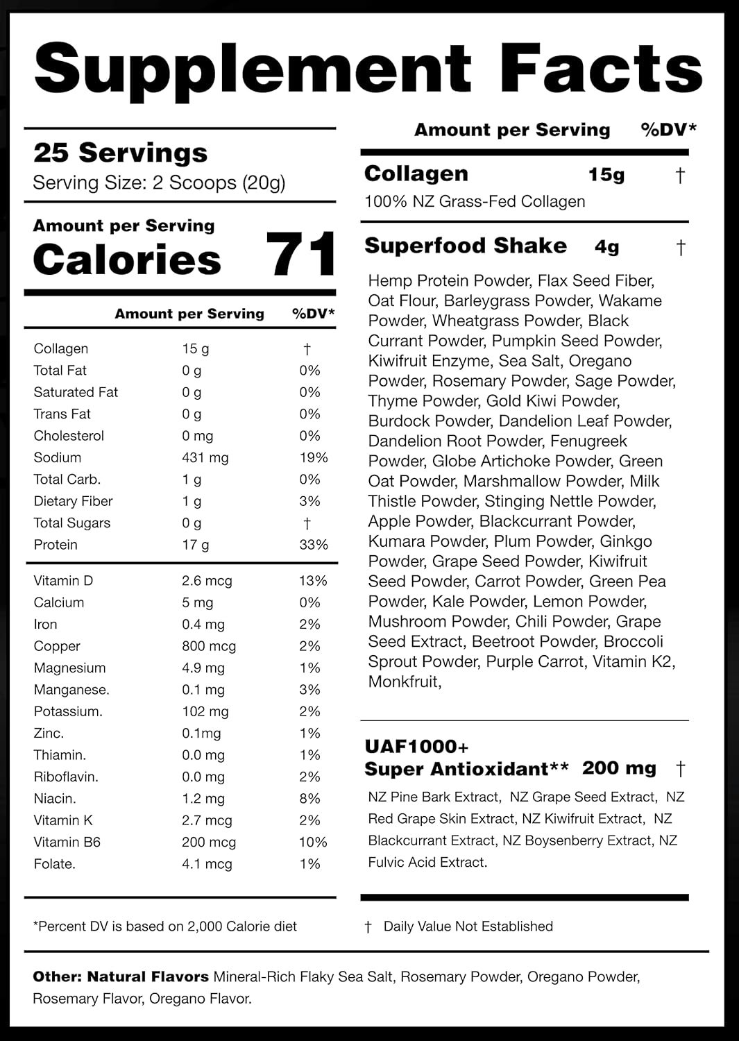 FREZZOR Grass-Fed Bone Broth Protein with UAF1000+ Peptides, Anti-Aging, Digestive Support, Seasonal Herbs, 500g Jar