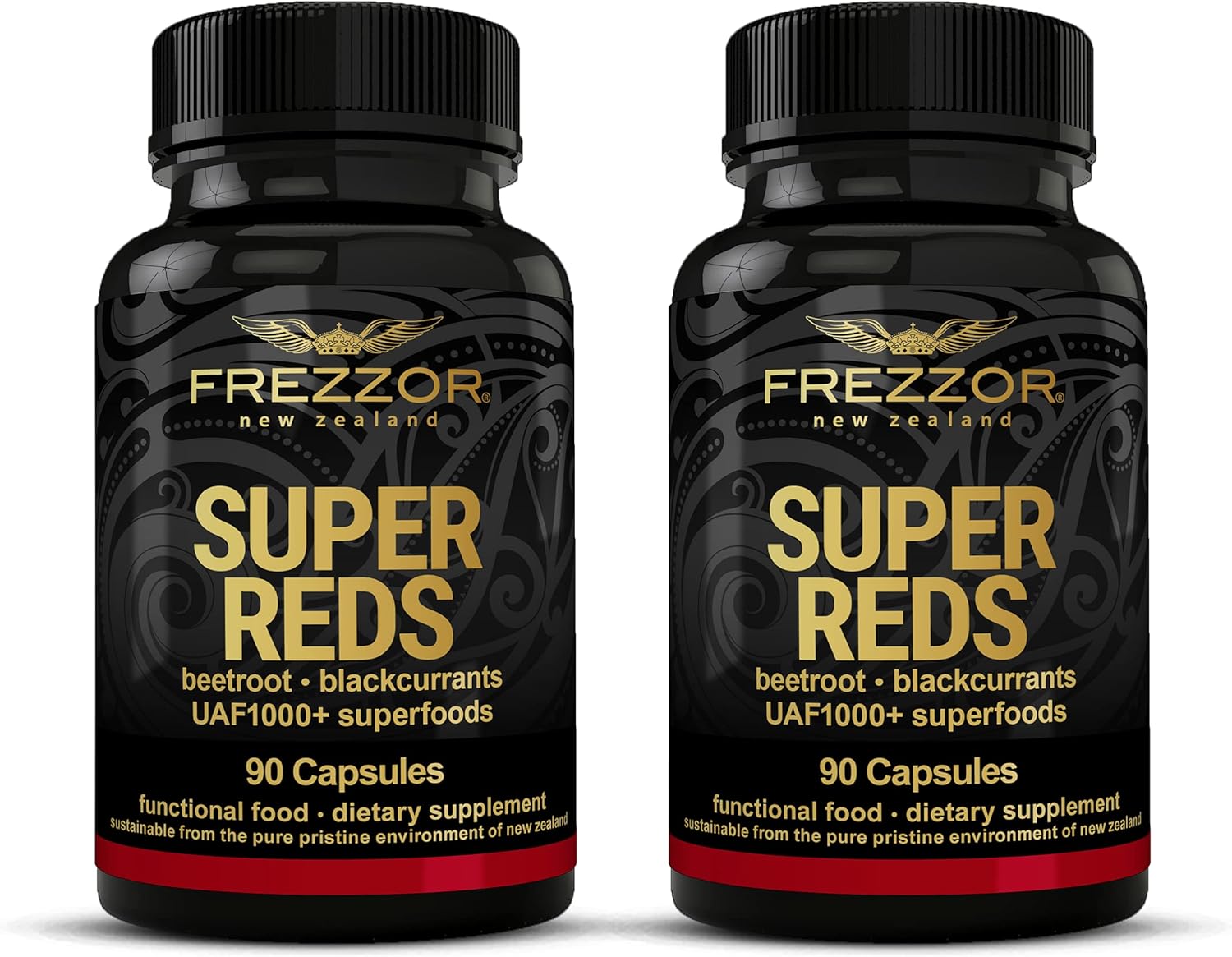 FREZZOR Super Reds Capsules: All-Natural New Zealand Superfood with Antioxidants, Enzymes, Energy - 180 Capsules, 2 Bottles
