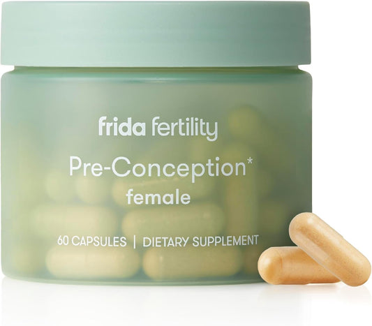 Frida Fertility Women's Pre-Conception Supplement | Daily Vitamins, Folic Acid, Inositol, CoQ10 | Supports Egg Function & Menstrual Cycle | 60 Capsules