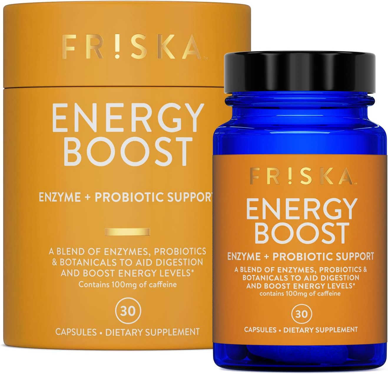FR!SKA FRISKA Energy Boost Enzyme and Probiotics Supplement - Improve Digestion & Boost Energy - 30 Capsules