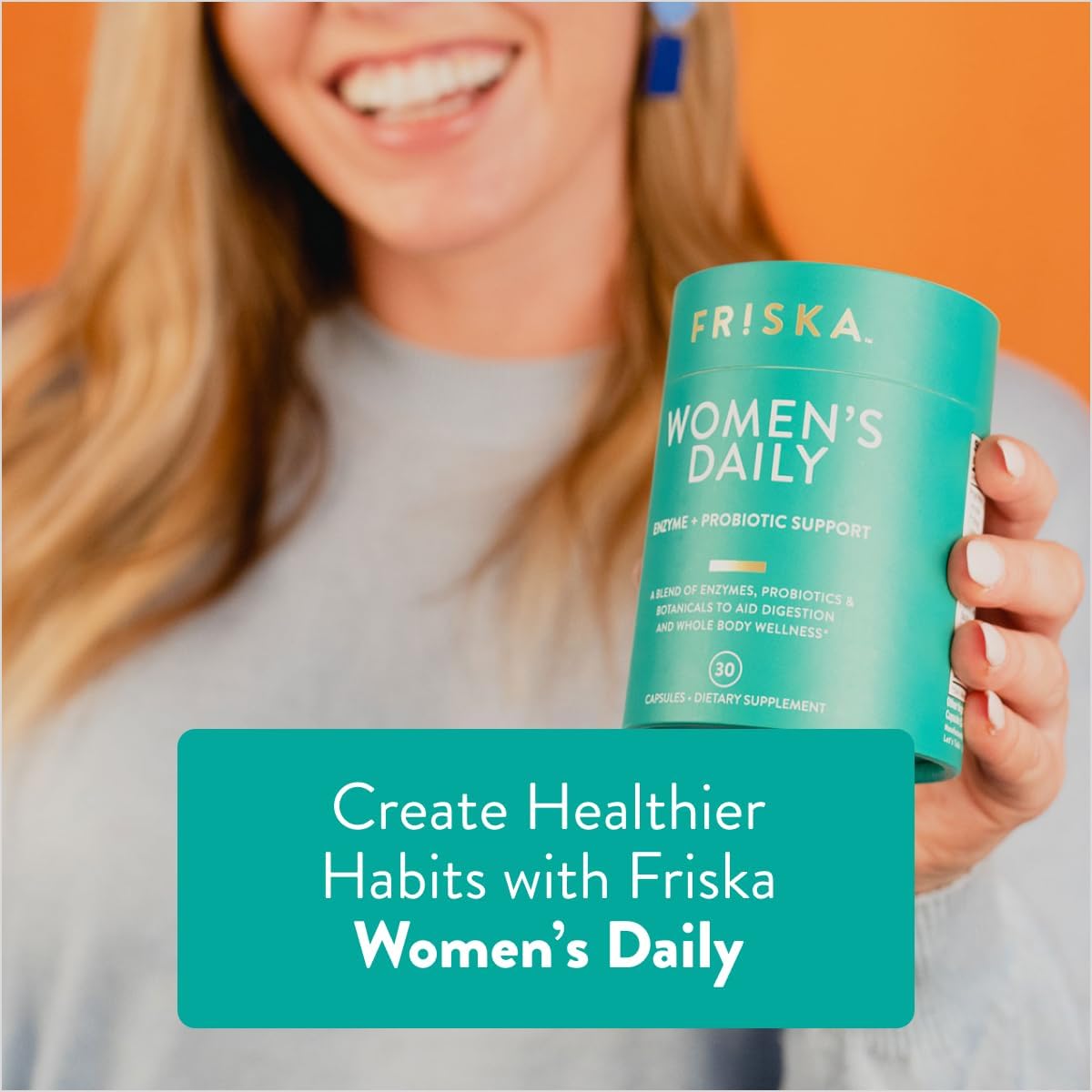 FR!SKA FRISKA Women’s Daily Digestive Enzyme & Probiotics Supplement - Natural Support for Female Digestion, Reduces Bloating, 30 Capsules