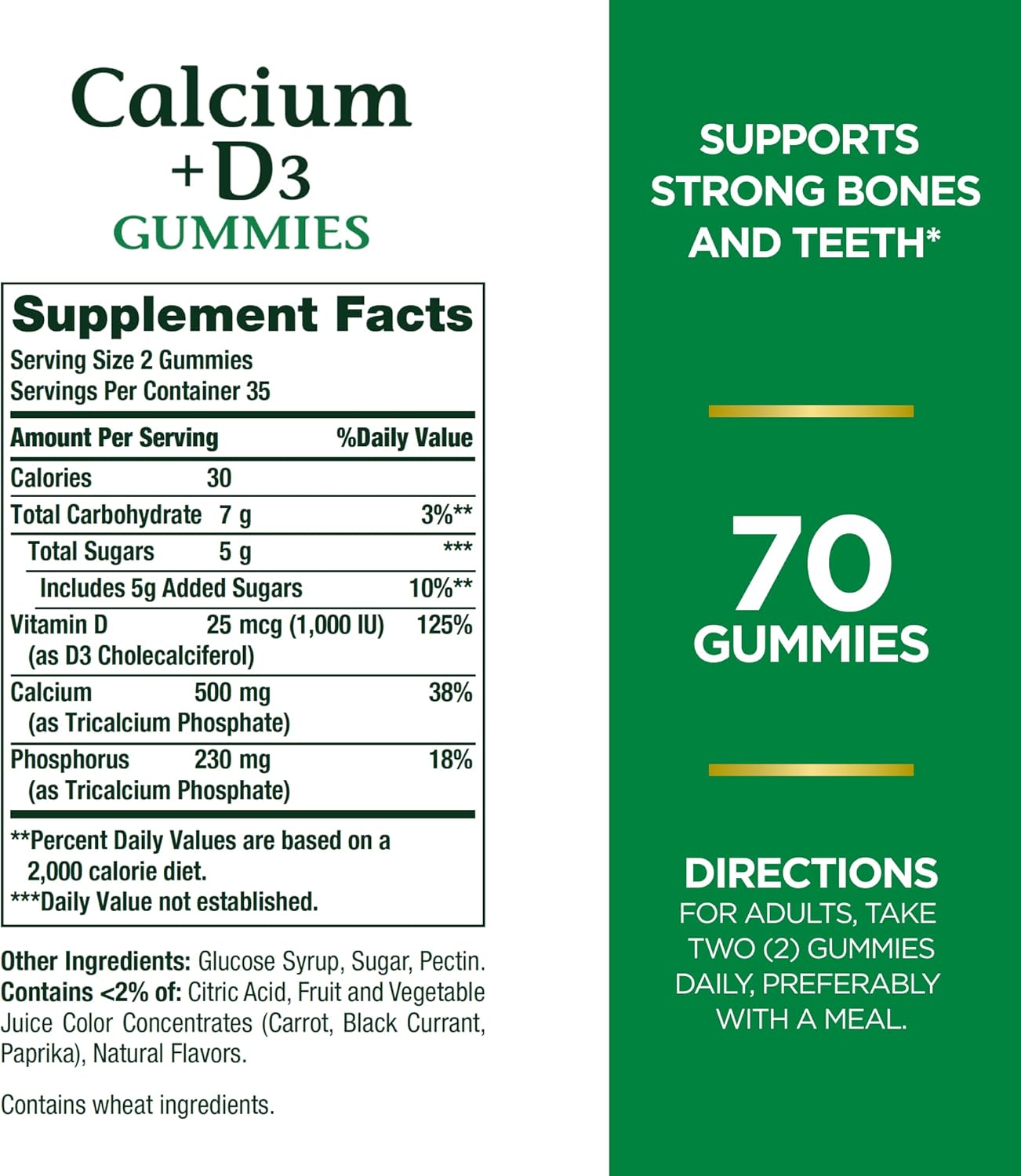 Fruit-Flavored Nature's Bounty Calcium and Vitamin D Gummies for Immune Support and Bone Health - 70 Count