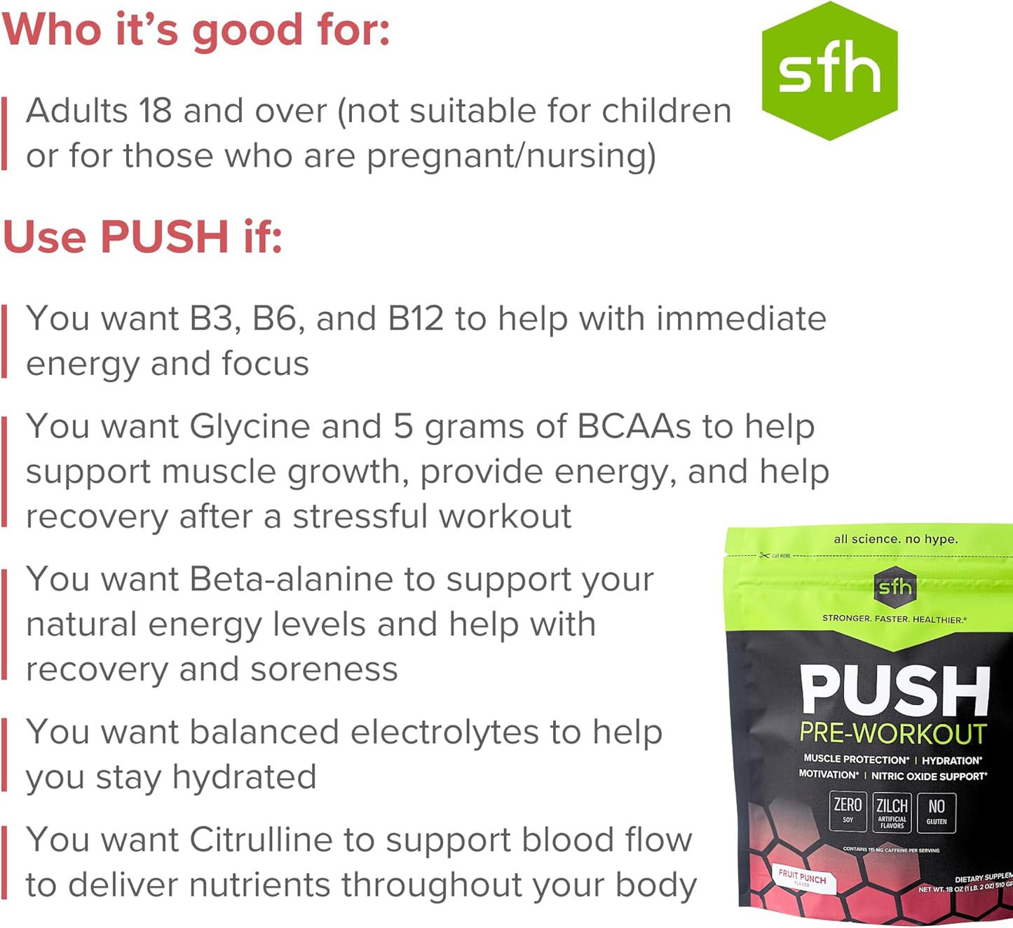 Fruit Punch BCAA Pre-Workout Powder with Electrolytes for Muscle Repair - Non-Dairy, No Artificial Ingredients -  Bag