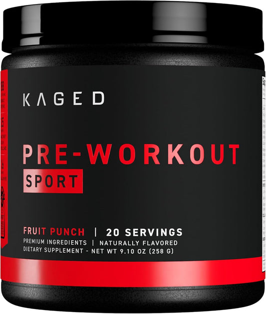 Fruit Punch Pre-Workout Powder for Endurance | Kaged Sport Pre-Kaged | Energy Supplement for Cardio & Weightlifting | 20 Servings