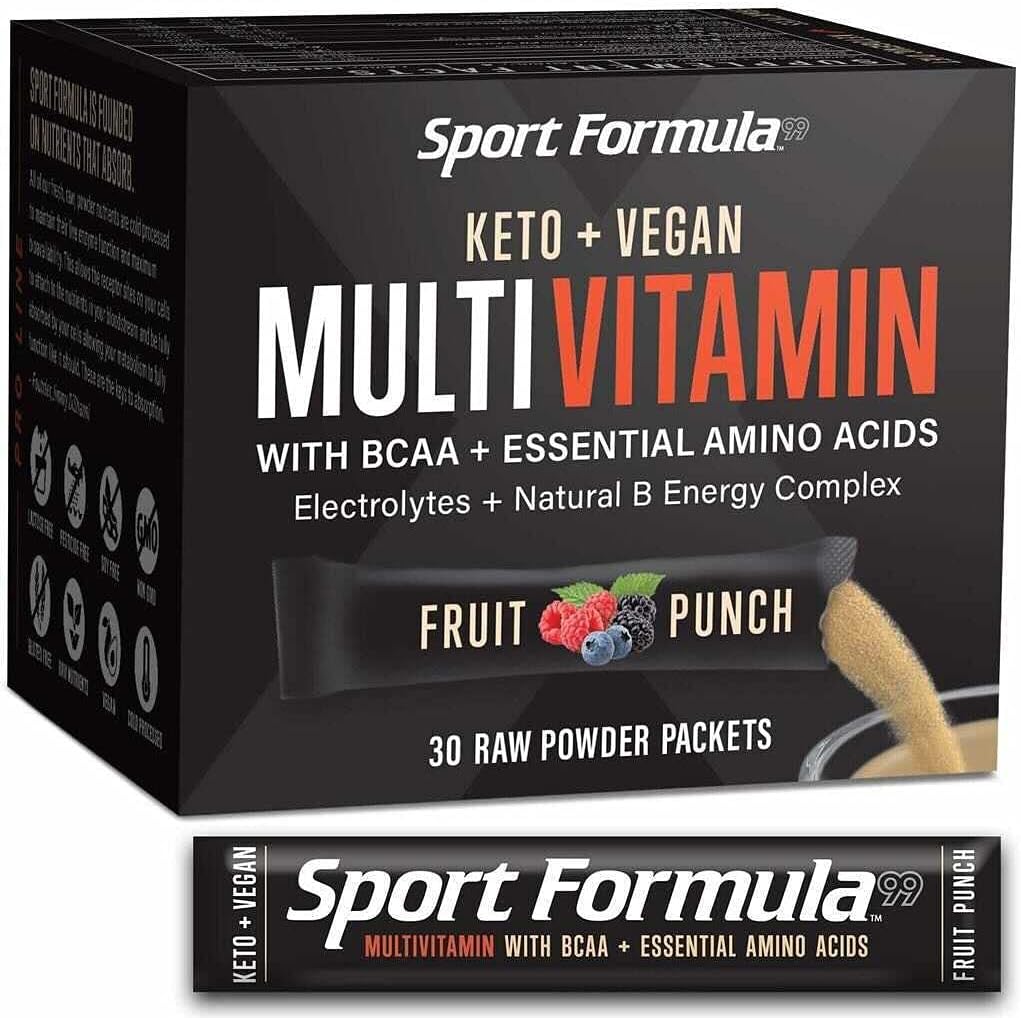 Fruit Punch Sport Formula 99 Liquid Multivitamin Drink Mix with BCAA and Electrolytes for Men and Women