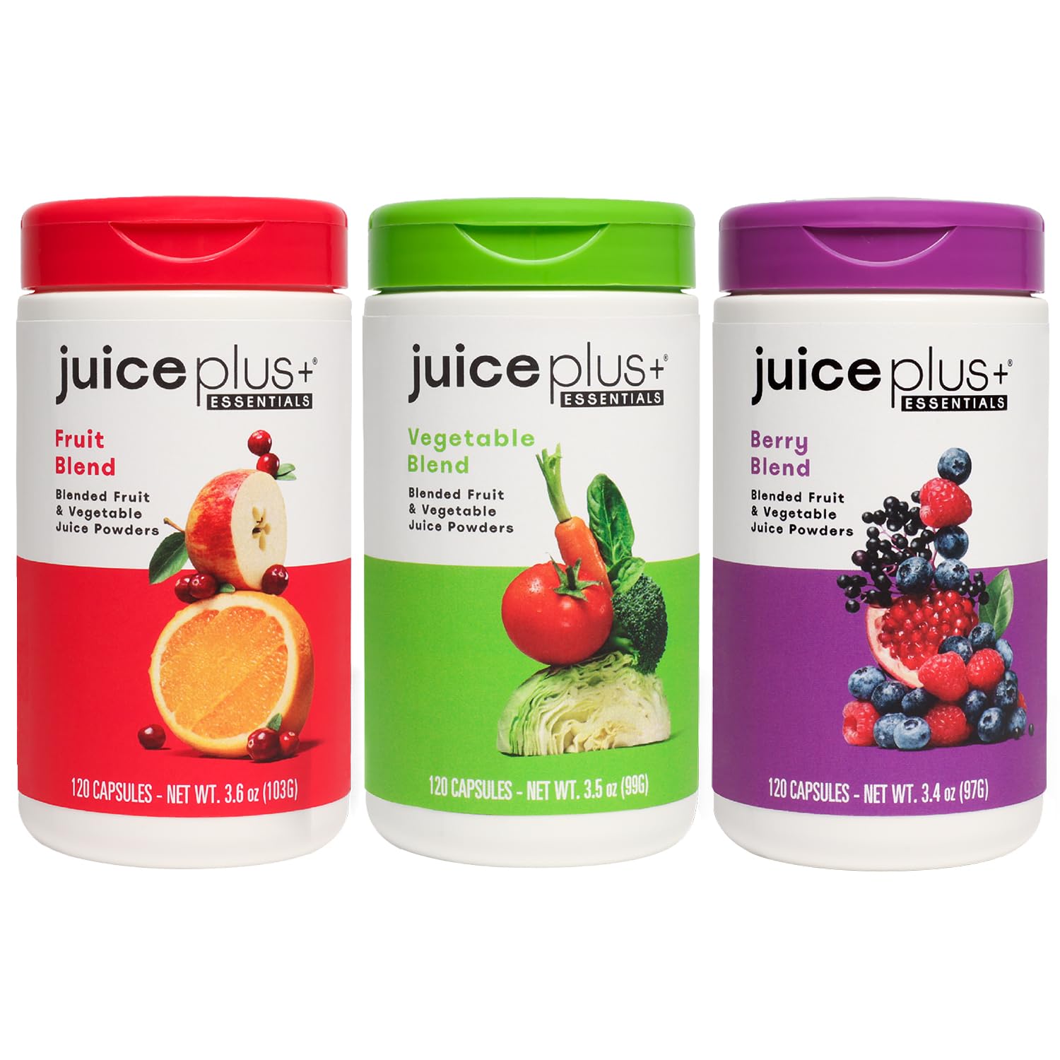 Fruit, Vegetable, and Berry Blend Supplement for Immune Support, Cognitive Health, and Skin Radiance - 3 Bottles (120 Capsules)