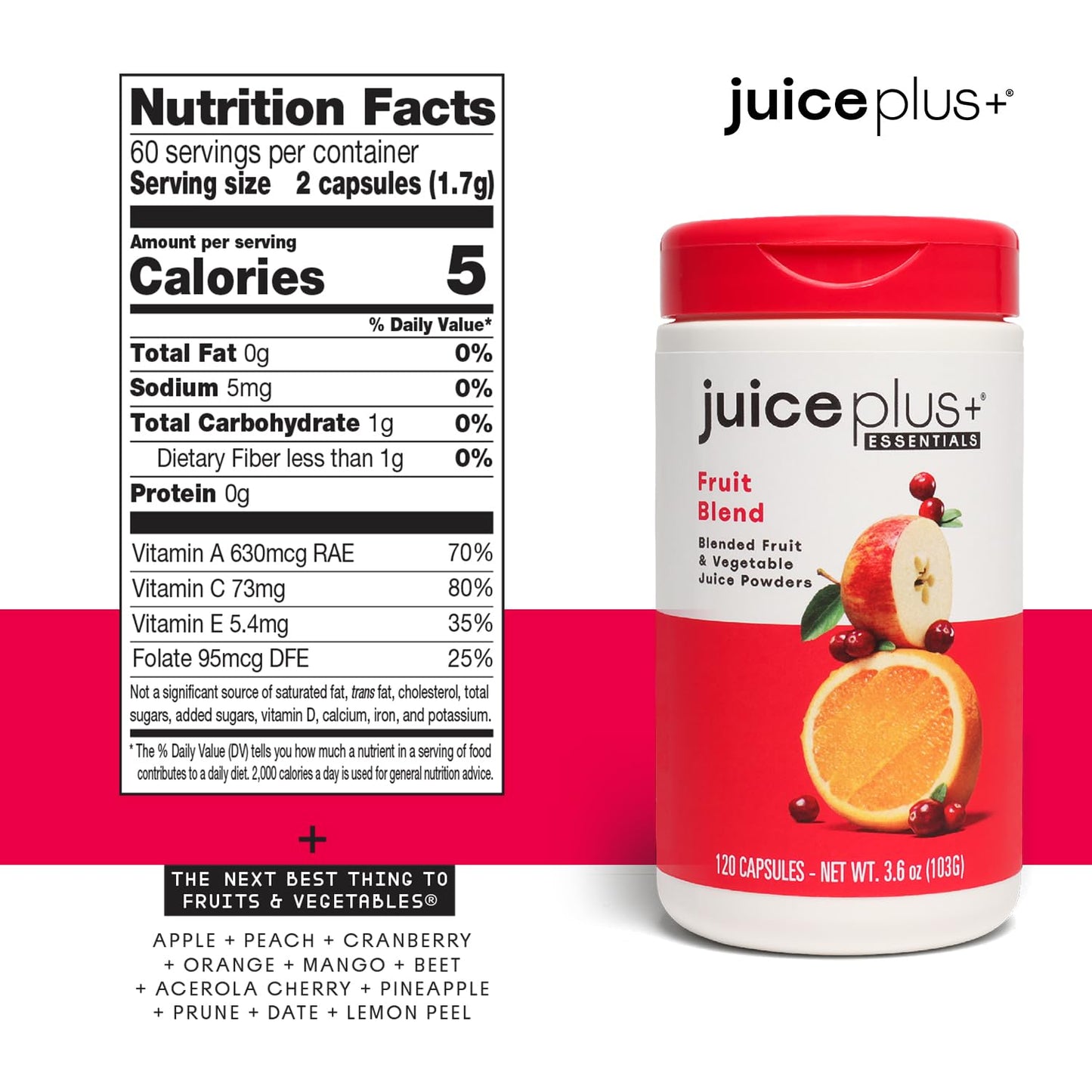 Fruit, Vegetable, and Berry Blend Supplement for Immune Support, Cognitive Health, and Skin Radiance - 3 Bottles (120 Capsules)