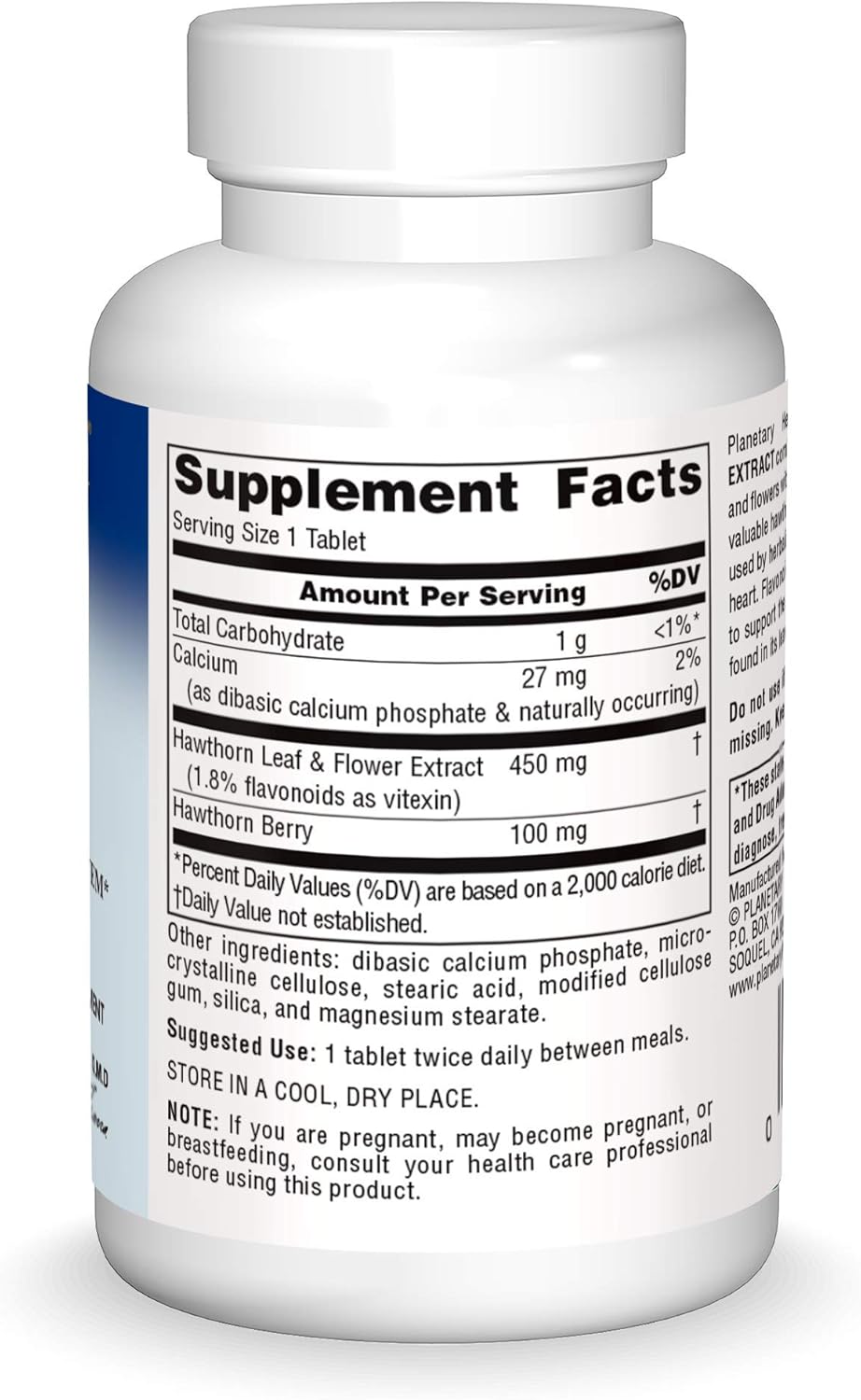 Full Spectrum Hawthorn Extract Tablets - 30 Count by Planetary Herbals