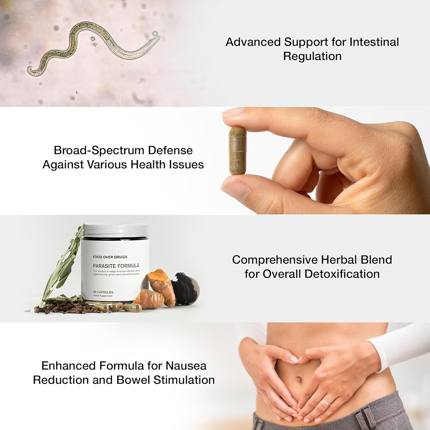 Full Spectrum Herbal Detox for Humans - 60 ct - Natural Parasite Formula for Complete Body Cleanse