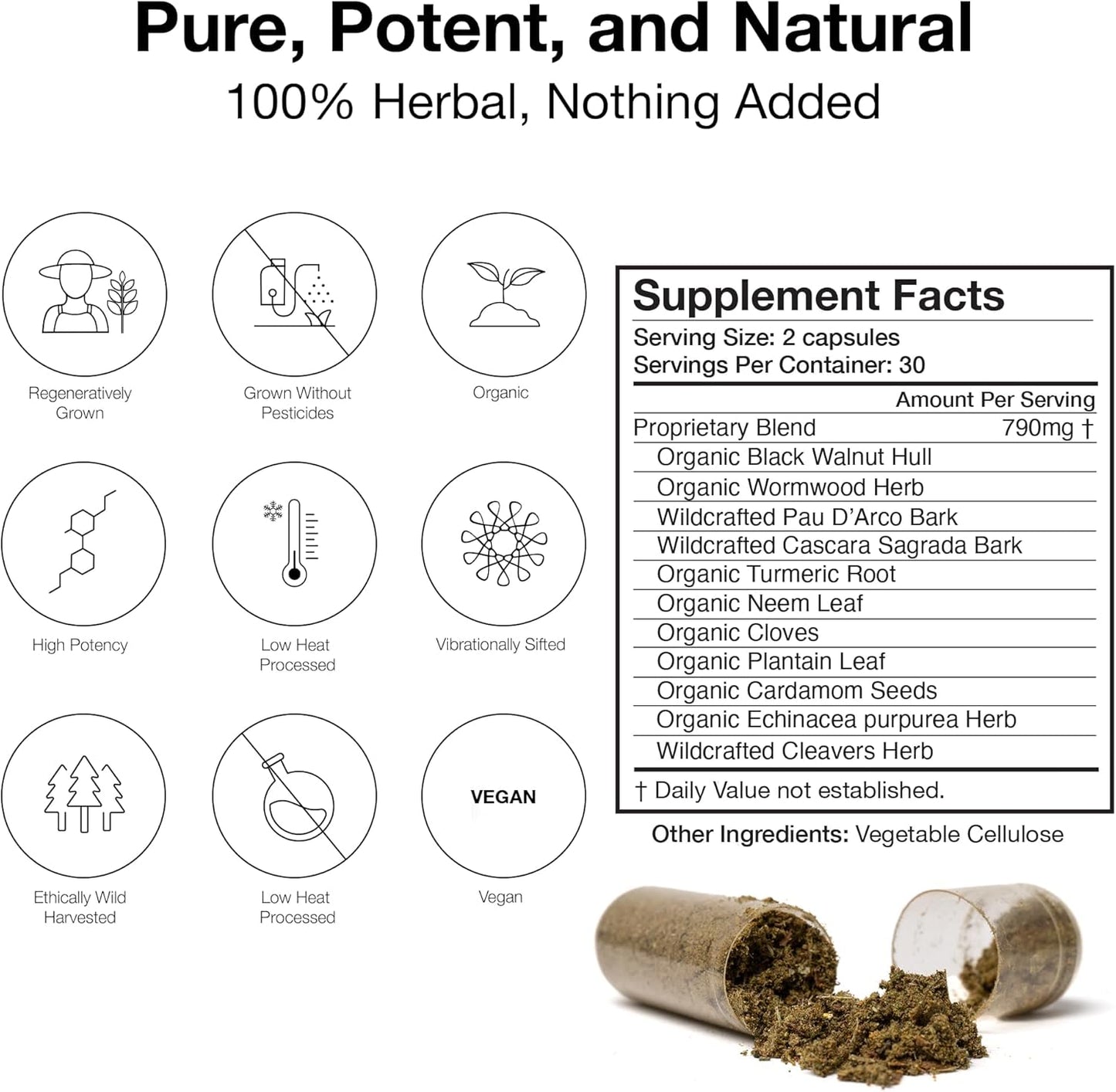 Full Spectrum Herbal Detox for Humans - 60 ct - Natural Parasite Formula for Complete Body Cleanse