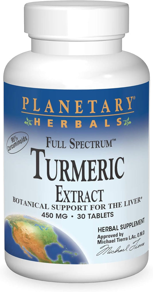Full Spectrum Turmeric Extract Tablets 450mg - Planetary Herbals - 30 Count