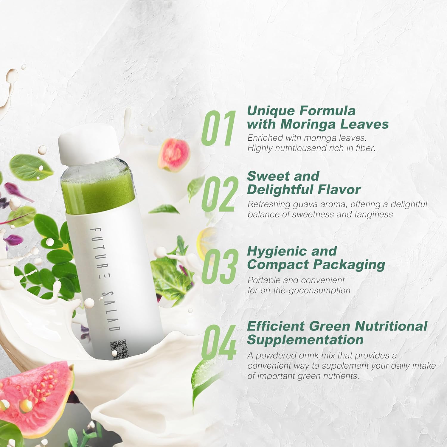 FUTURE SALAD Drink Mix Powder with Fruits, Moringa Leaves, and Vegetables - 7 Packets