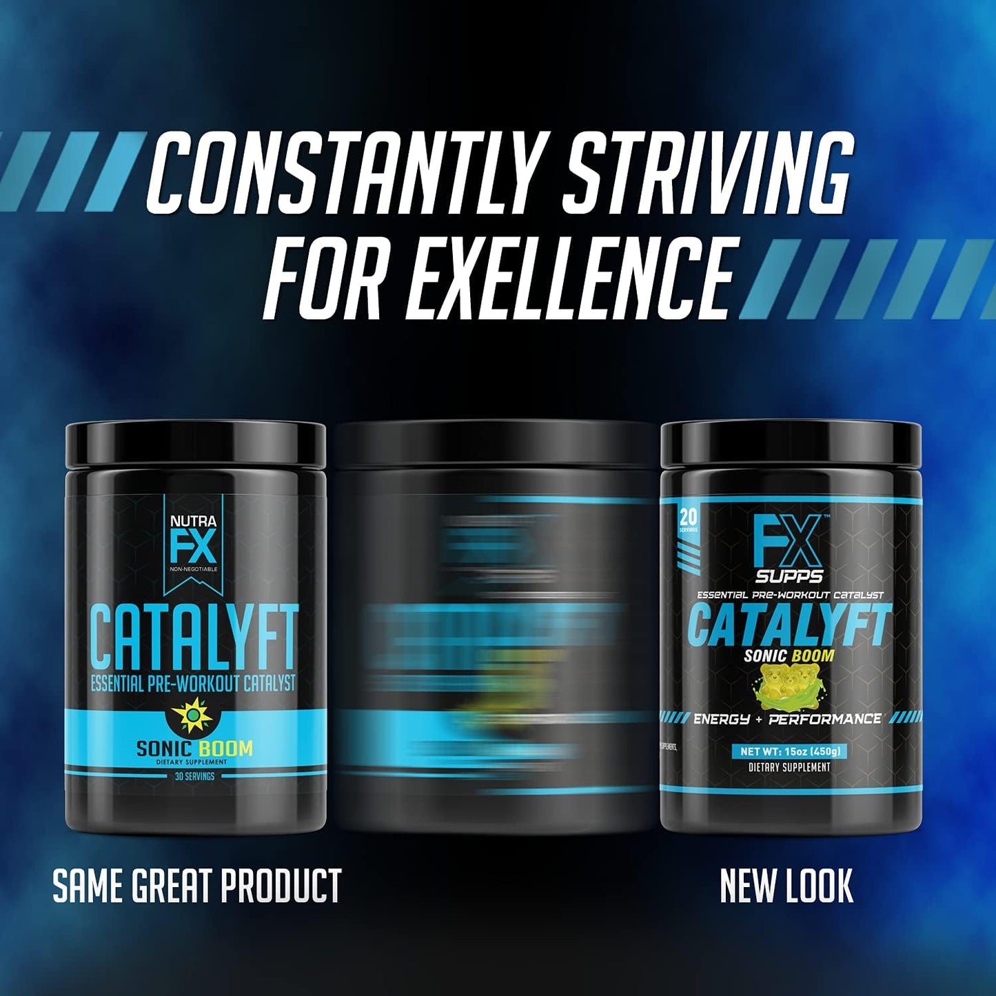 FXSUPPS Catalyft Pre-Workout Powder Drink Sonic Boom for Energy Pump, Muscle Gain, and Focus - 2 Pack of 40 Servings