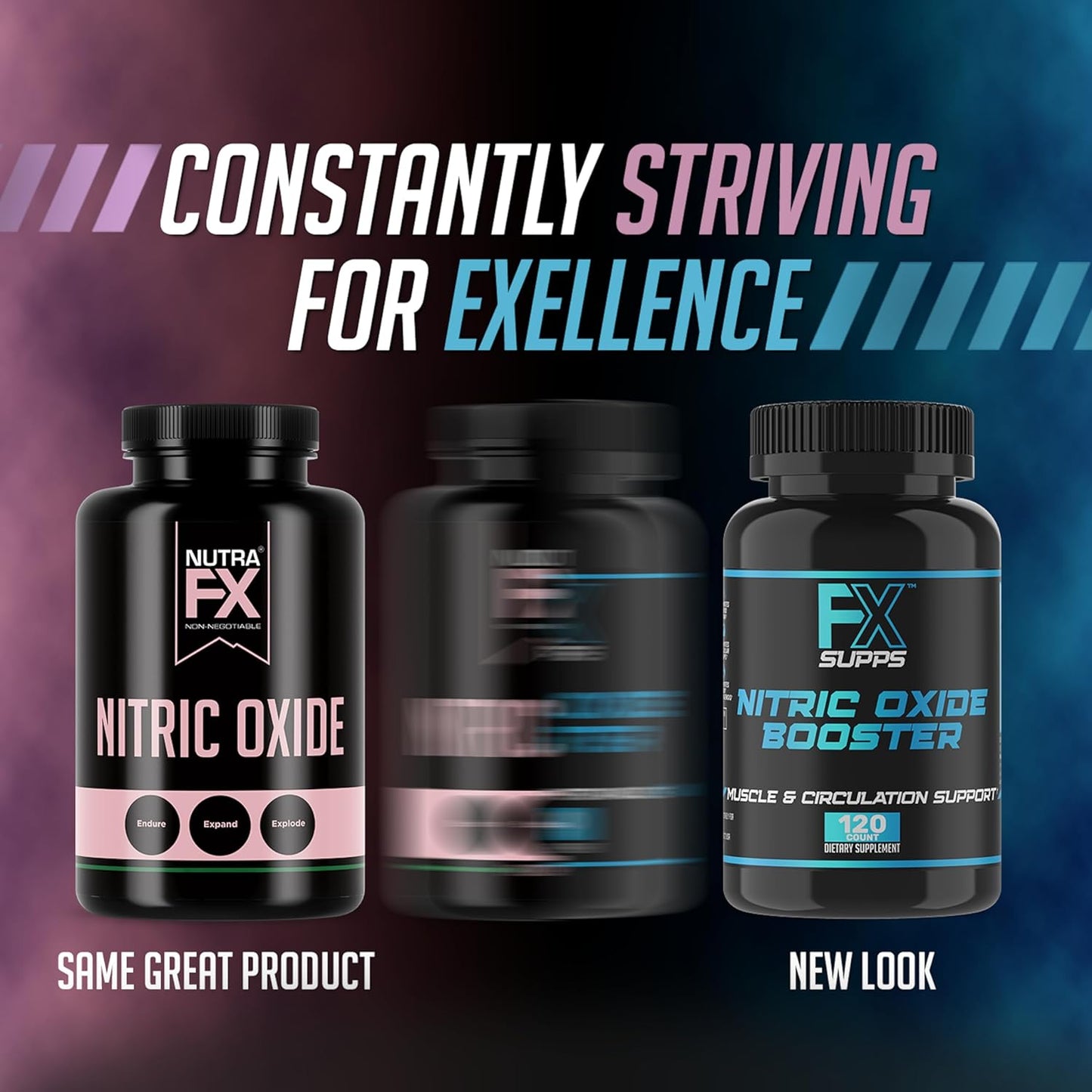 FXSUPPS Nitric Oxide Booster Capsules - Energy Pump & Vascularity Supplement with Arginine for Athletes - 120 Pills for Men and Women