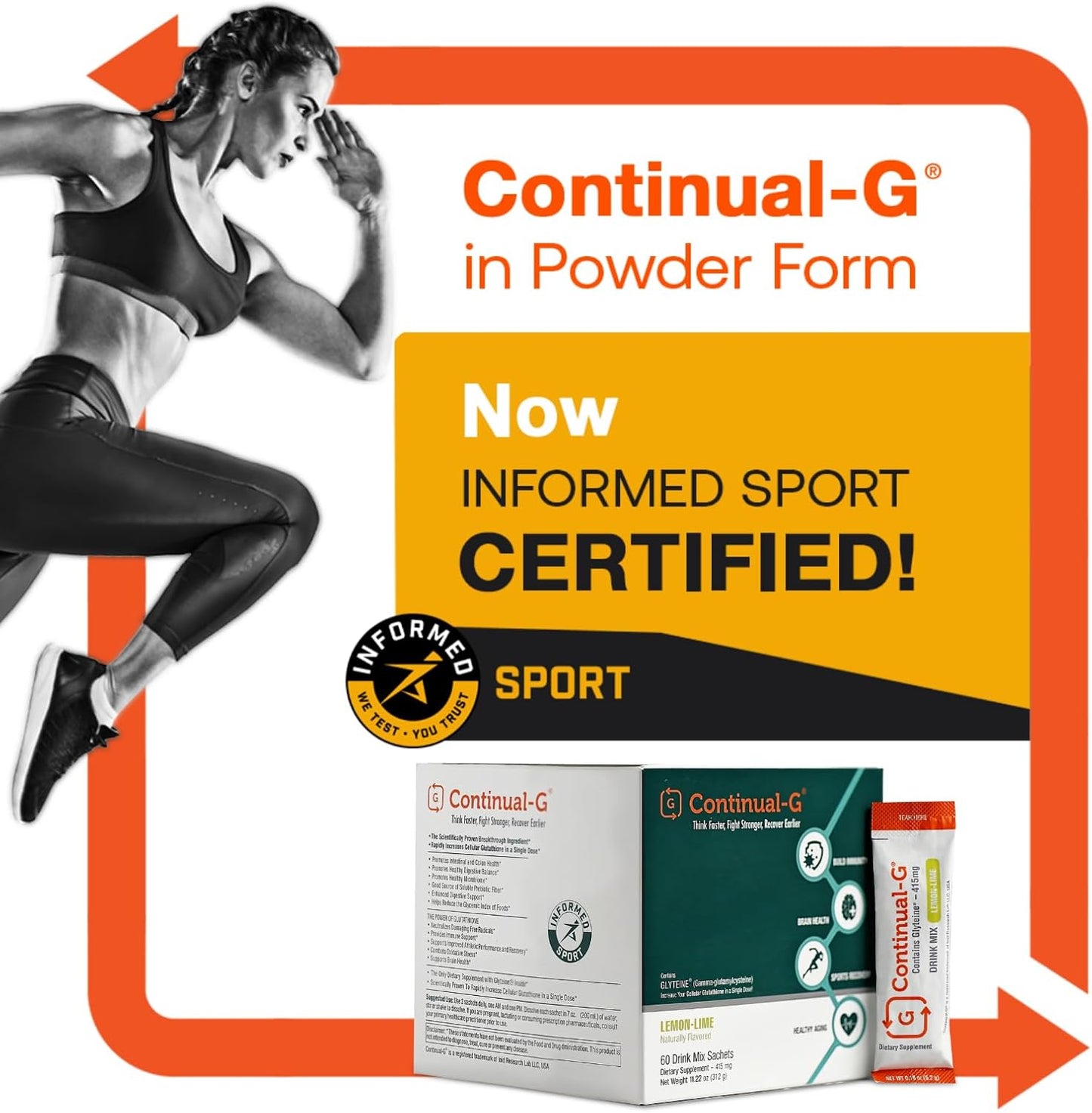 G Glyteine 415mg Powder: Cellular Enhancing Glutathione Supplement for Liver Health - Lemon Lime Flavor - 10 Day Supply