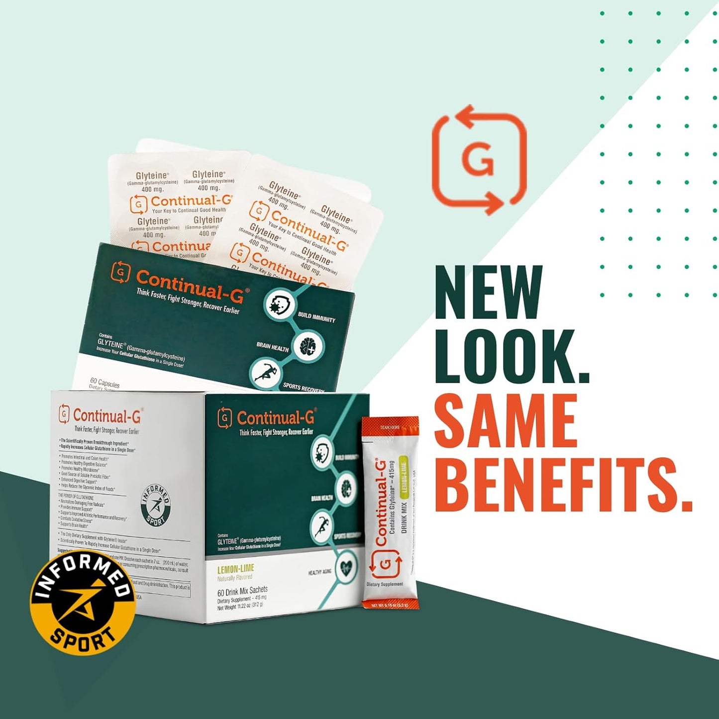 G Glyteine 415mg Powder: Cellular Enhancing Glutathione Supplement for Liver Health - Lemon Lime Flavor - 10 Day Supply