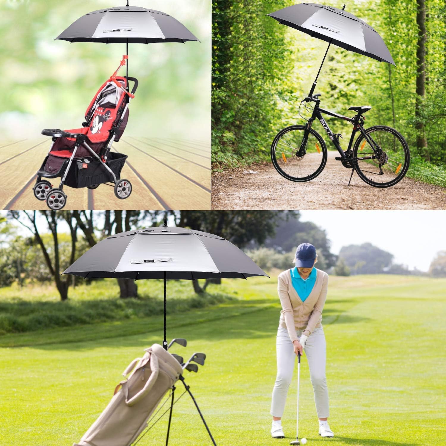 G4Free Oversize Windproof Golf Umbrella with UV Protection and Auto Open Vented Double Canopy