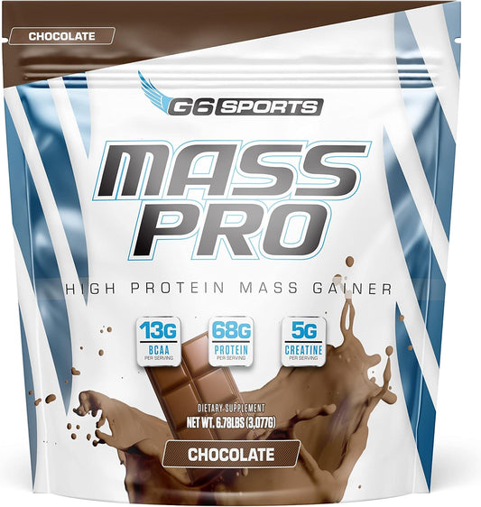 G6 Sports Nutrition Mass Pro High Protein Gainer with Avocado, Coconut, and MCT Oil - 7lb Chocolate Bag