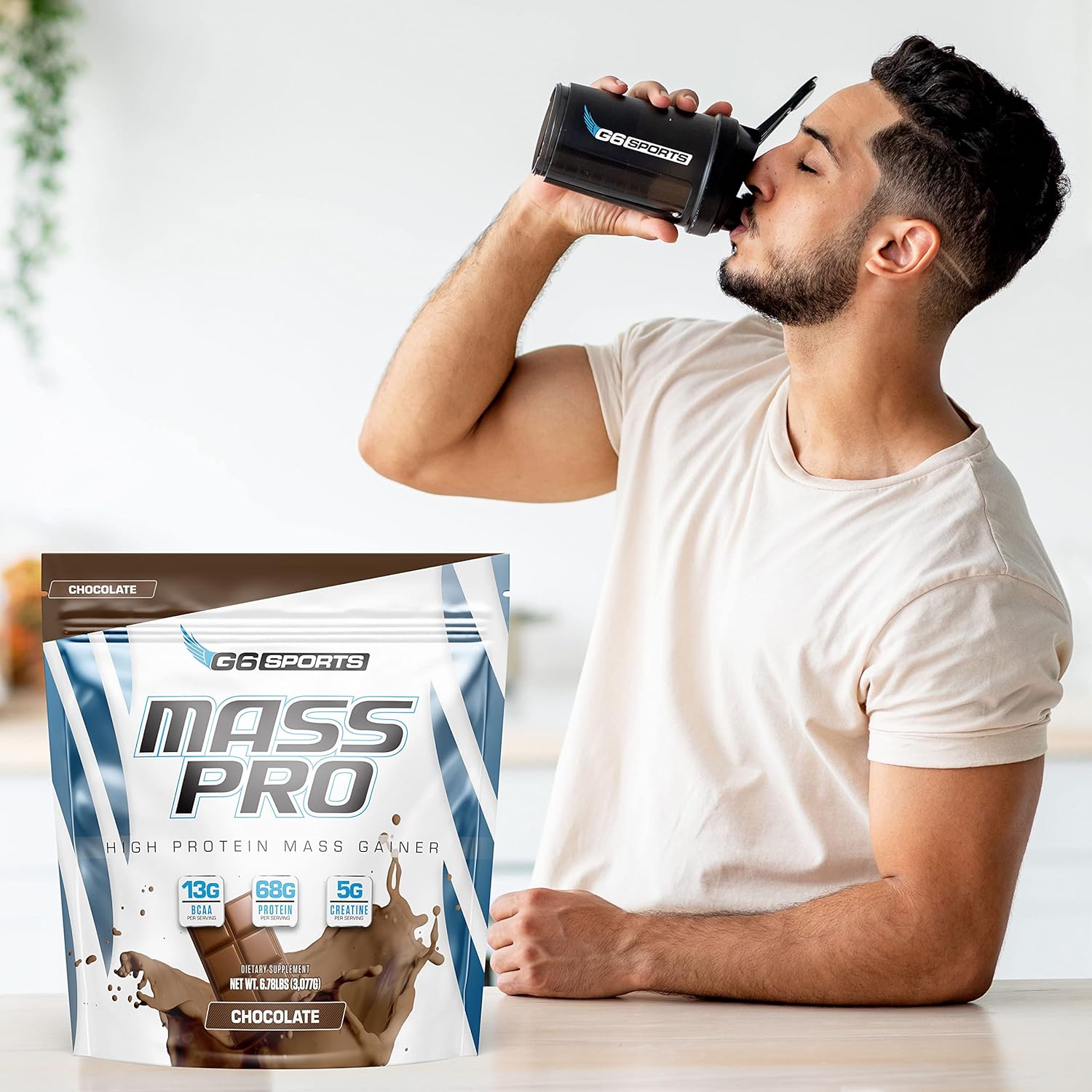 G6 Sports Nutrition Mass Pro High Protein Gainer with Avocado, Coconut, and MCT Oil - 7lb Chocolate Bag