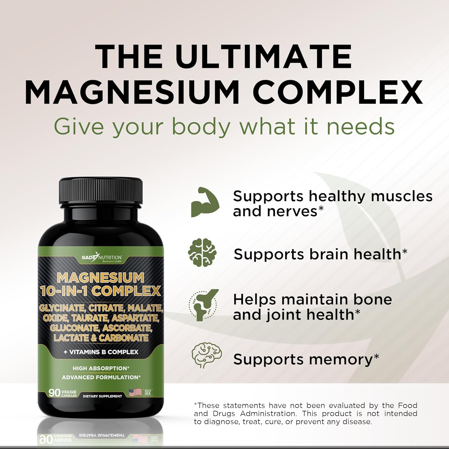 Gade Nutrition Magnesium Complex 10-in-1 with Essential Minerals and Vitamins for Health Boost