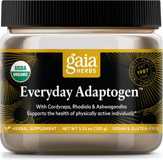Gaia Herbs Everyday Adaptogen Powder - Energy Support & Stress Maintenance - Maca Root, Cordyceps, Ashwagandha - 3.5 Oz