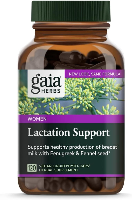 Gaia Herbs Lactation Support Vegan Liquid Capsules 120 Count - Breastfeeding Supplement for Healthy Milk Flow & Nutrition - Varies Packaging