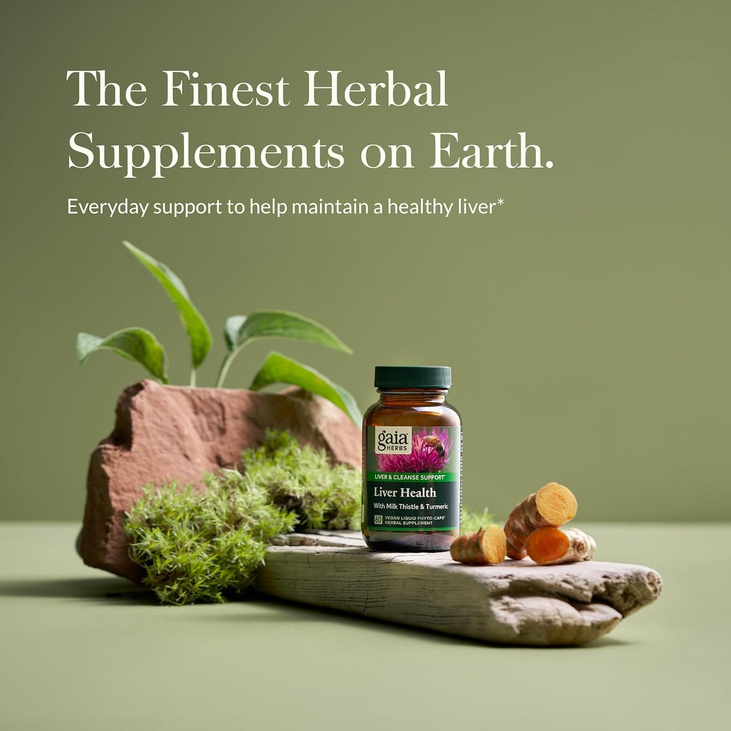 Gaia Herbs Liver Health Supplement with Milk Thistle, Turmeric, Schisandra, Licorice Root - 60 Vegan Capsules