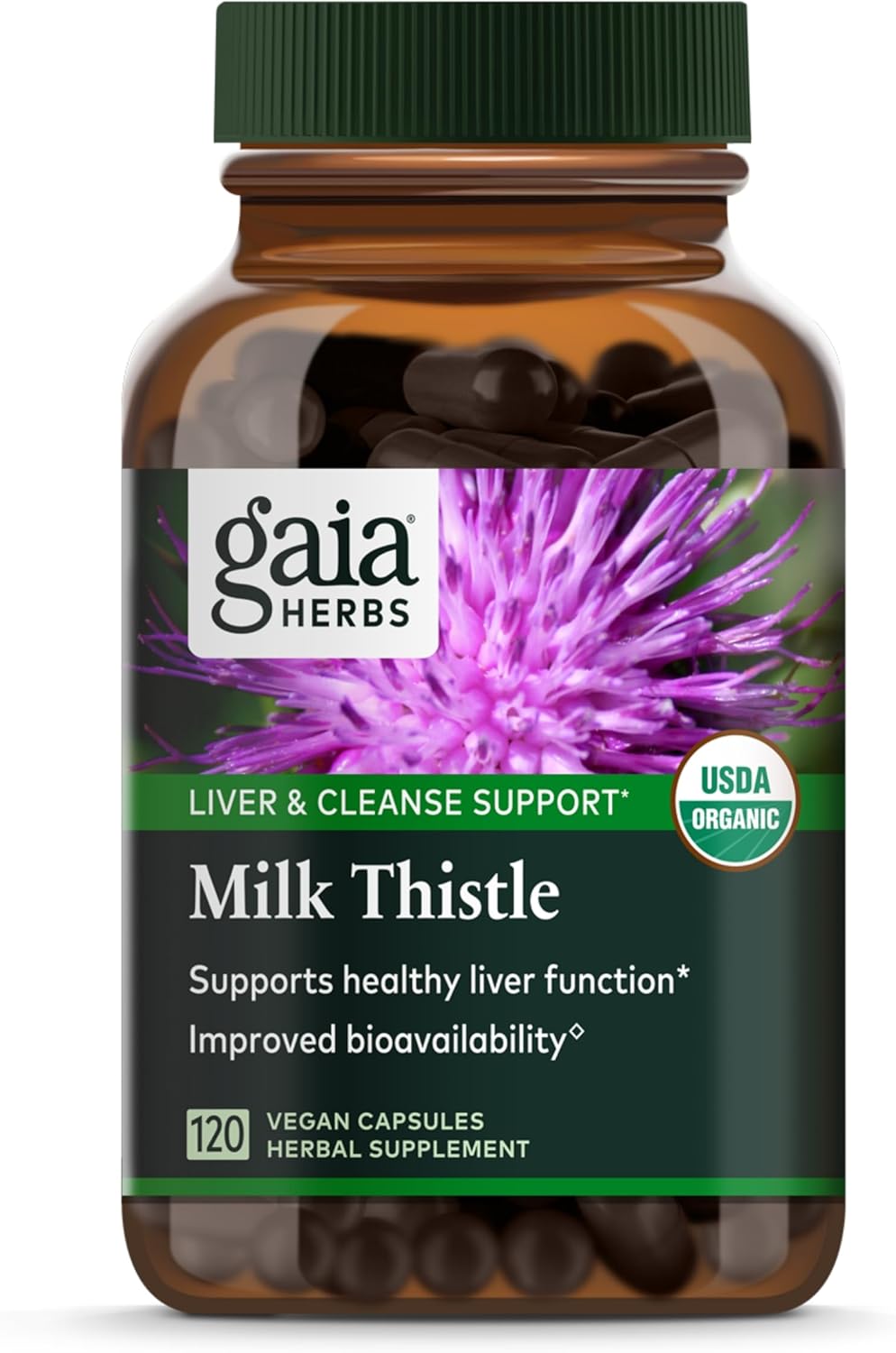 Gaia Herbs Milk Thistle Capsules - Vegan Liver Support Supplement for Healthy Liver Function - 120 Capsules