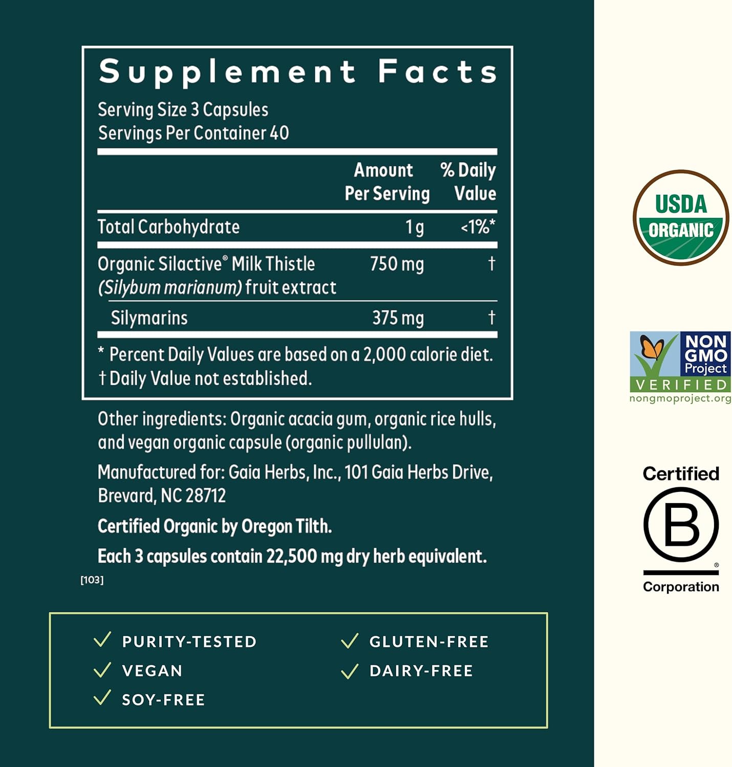 Gaia Herbs Milk Thistle Capsules - Vegan Liver Support Supplement for Healthy Liver Function - 120 Capsules