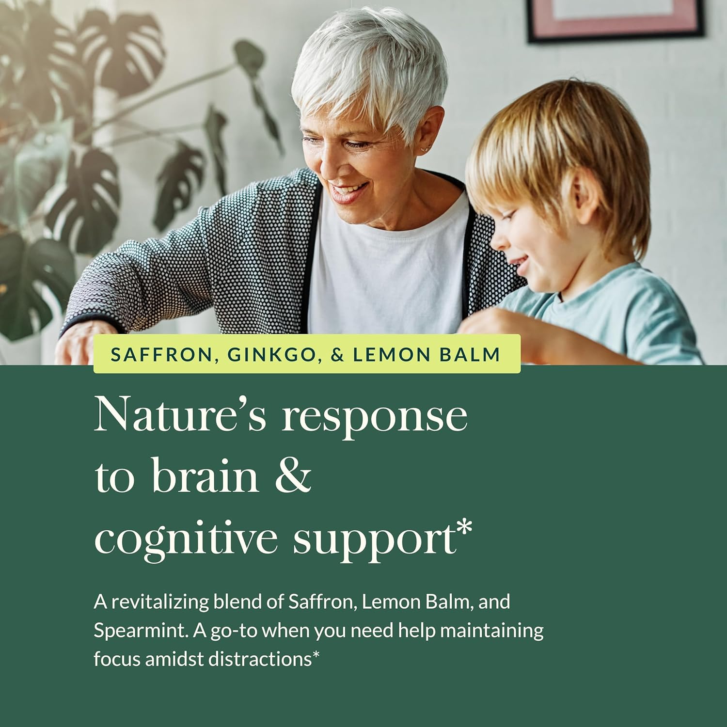 Gaia Herbs Nootropic Focus - Cognitive Support Supplement with Saffron, Lemon Balm & Spearmint - 40 Liquid Phyto-Capsules