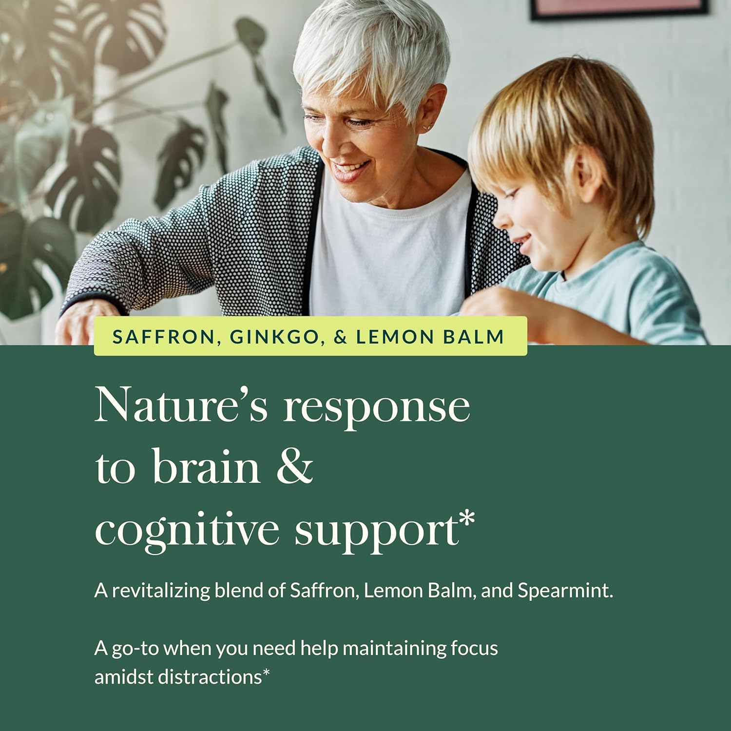 Gaia Herbs Nootropic Focus Supplement with Saffron, Lemon Balm & Spearmint - 20 Liquid Phyto-Capsules - Cognitive Support for Healthy Concentration*