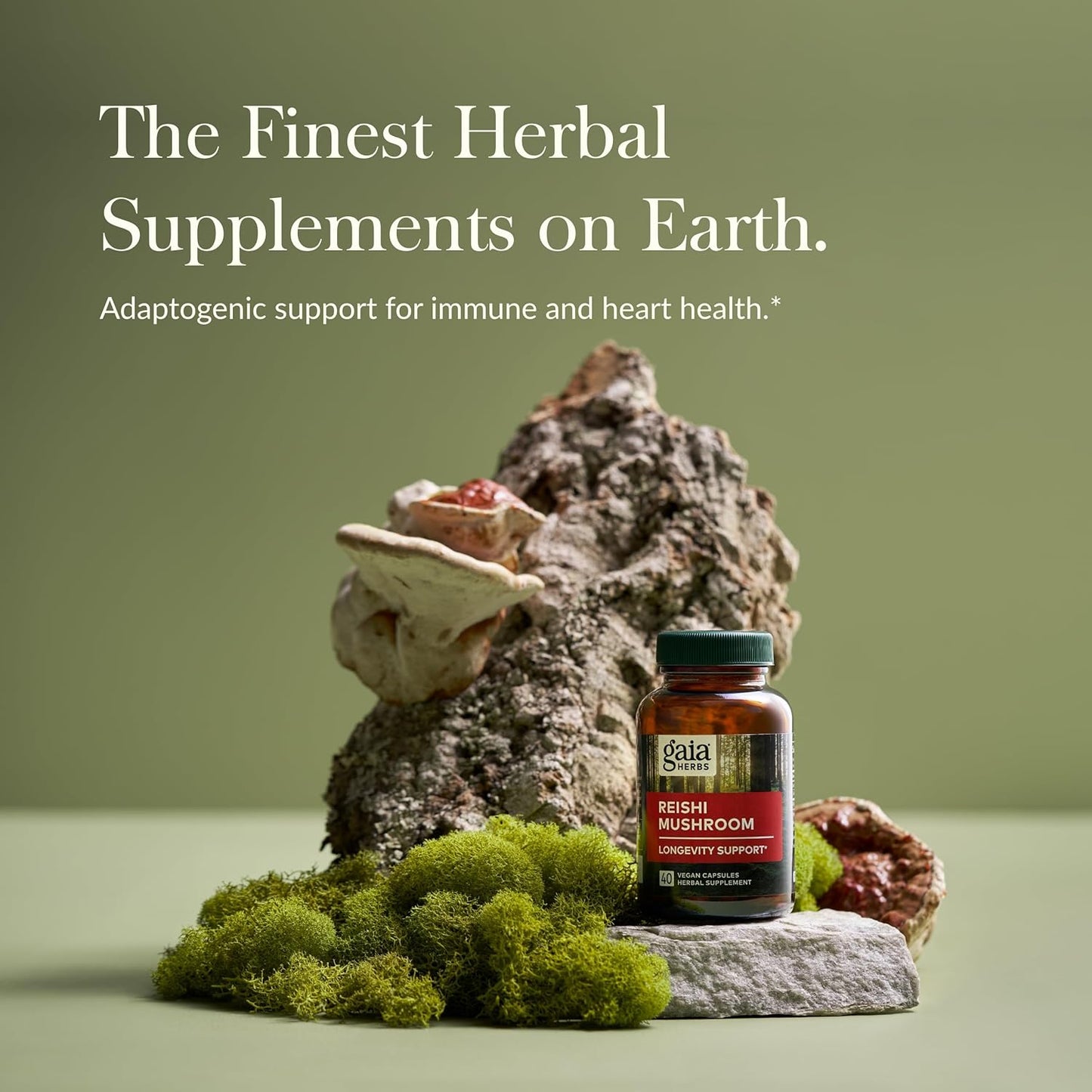 Gaia Herbs Reishi Mushroom Vegan Liquid Phyto-Capsules - Immune & Heart Health Support - Adaptogen Herbal Supplement for Longevity - 40 Capsules