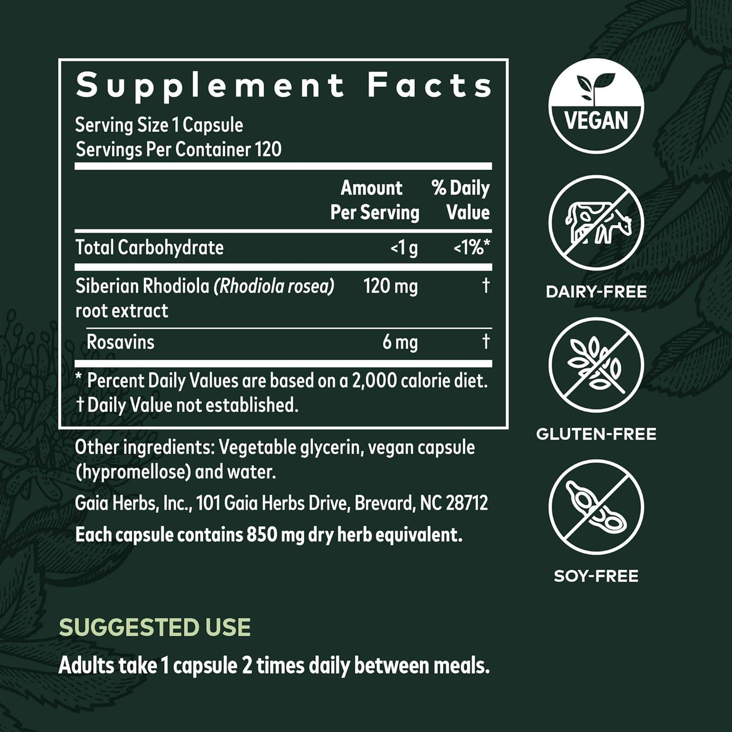 Gaia Herbs Rhodiola Rosea Liquid Capsules - Vegan Stress Support Supplement, Adaptogenic Herb - 120 Count