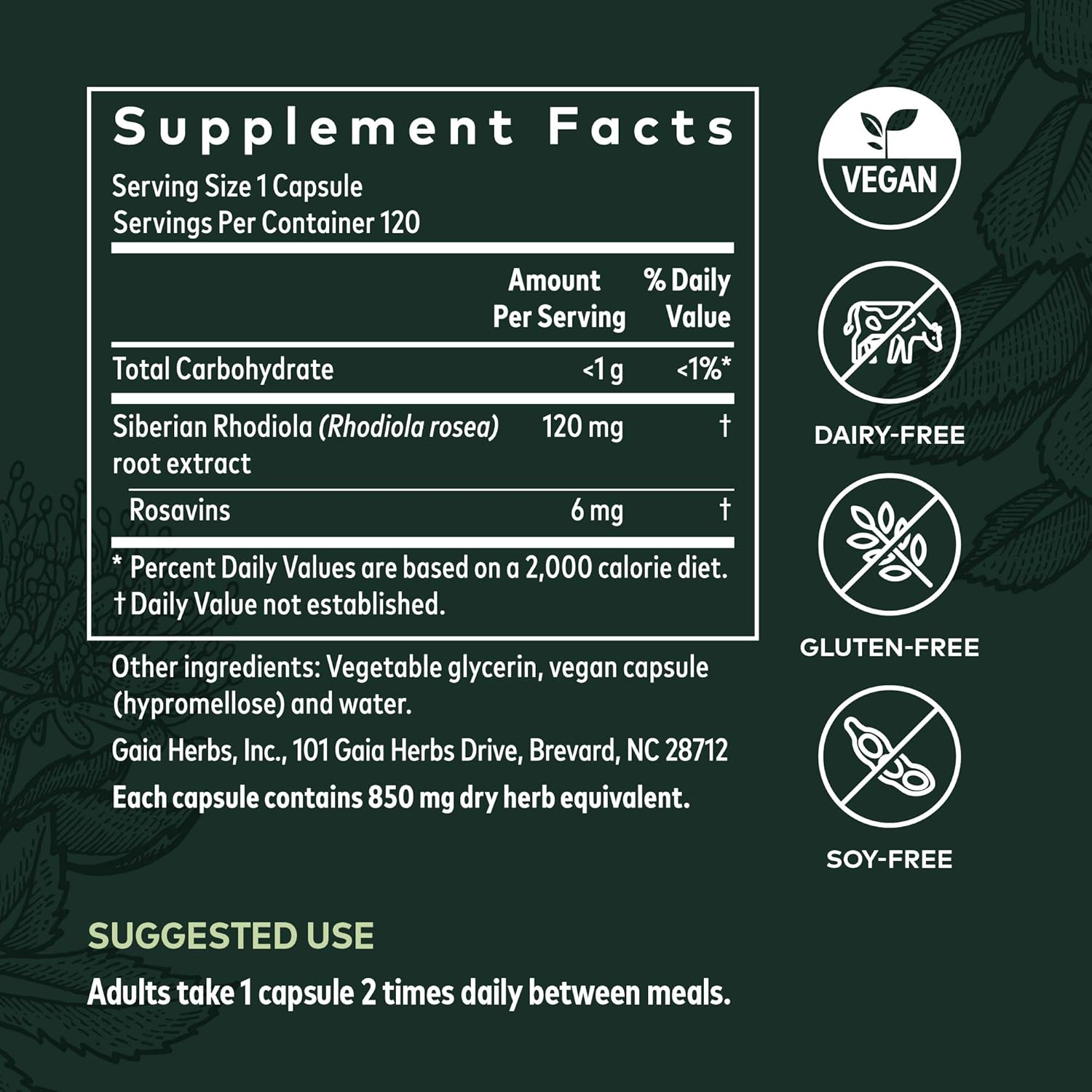 Gaia Herbs Rhodiola Rosea Liquid Capsules - Vegan Stress Support Supplement, Adaptogenic Herb - 120 Count