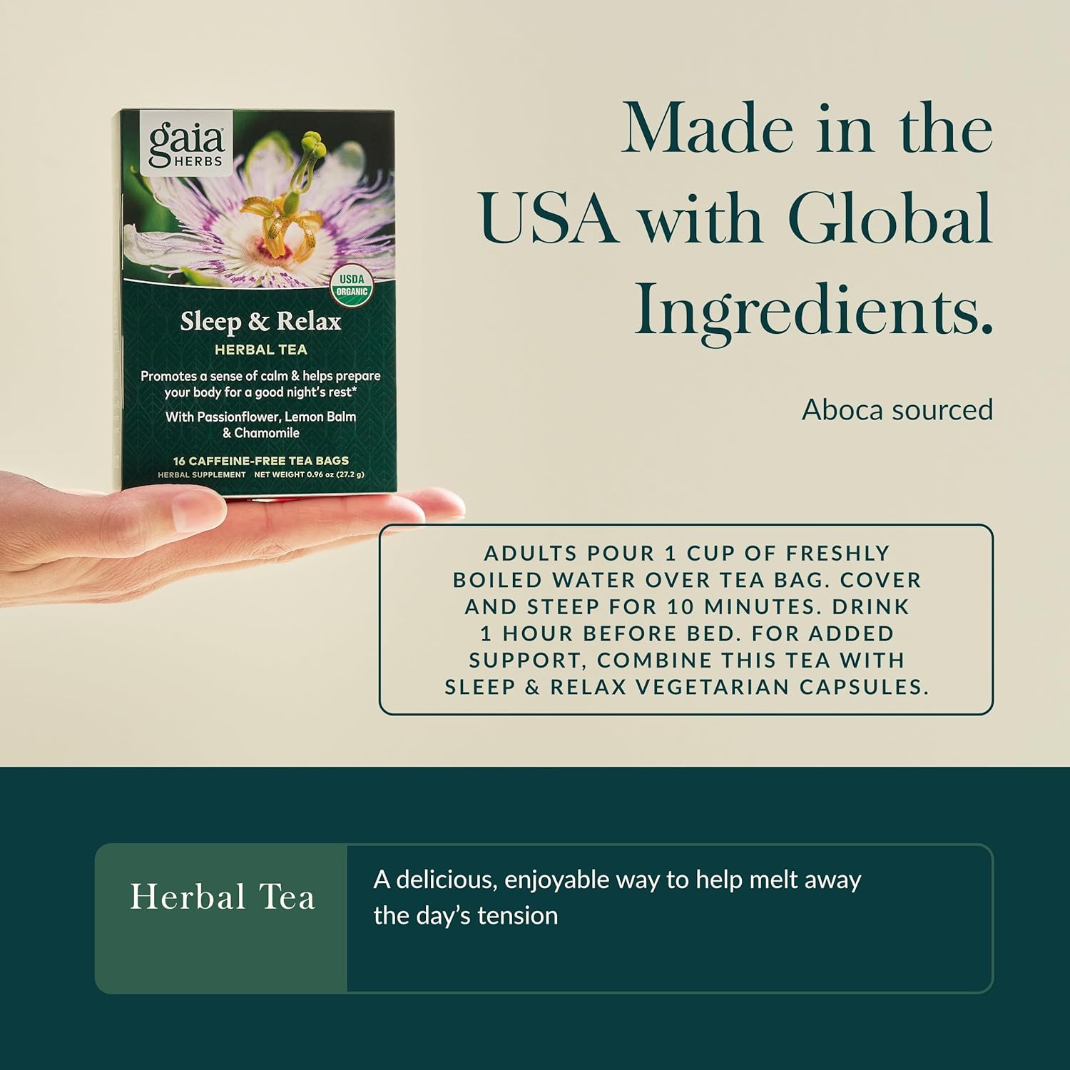 Gaia Herbs Sleep & Relax Tea - Natural Calm Sleep Aid with Passionflower & Chamomile - 16 Caffeine-Free Bags
