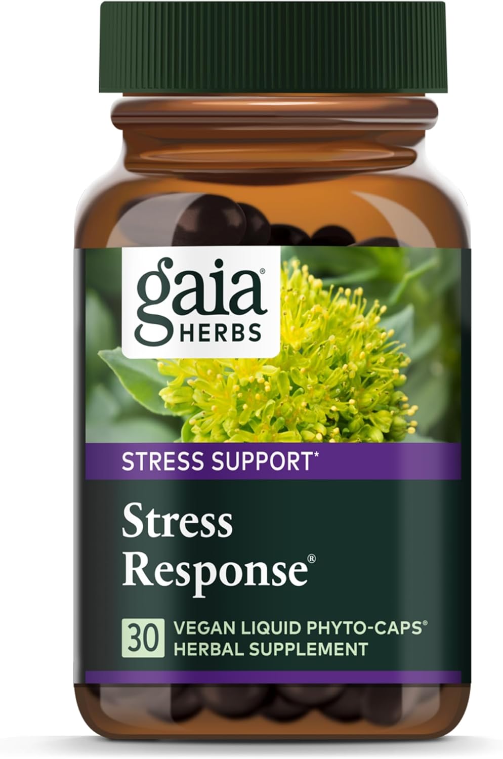 Gaia Herbs Stress Response Supplement - Natural Relaxation Support - Rhodiola, Holy Basil, Ashwagandha - 30 Vegan Liquid Capsules