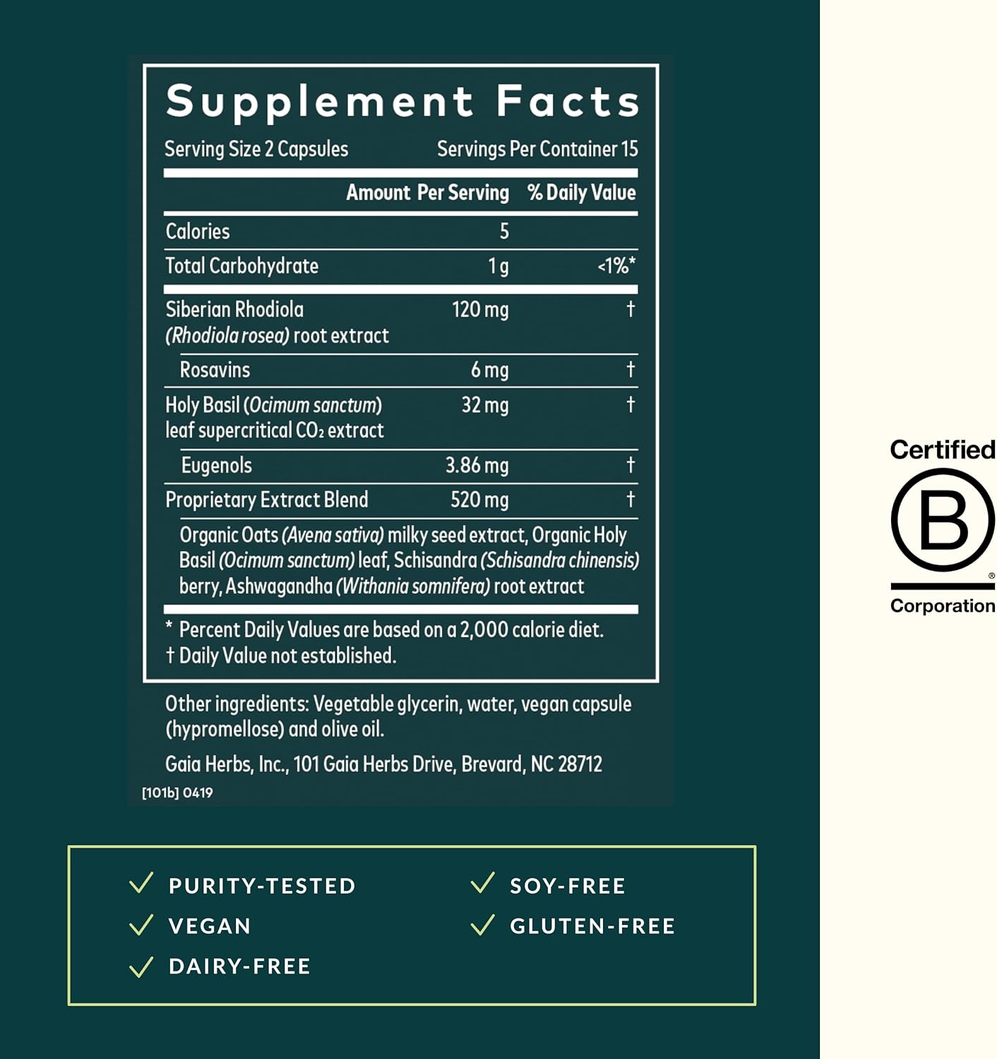Gaia Herbs Stress Response Supplement - Natural Relaxation Support - Rhodiola, Holy Basil, Ashwagandha - 30 Vegan Liquid Capsules