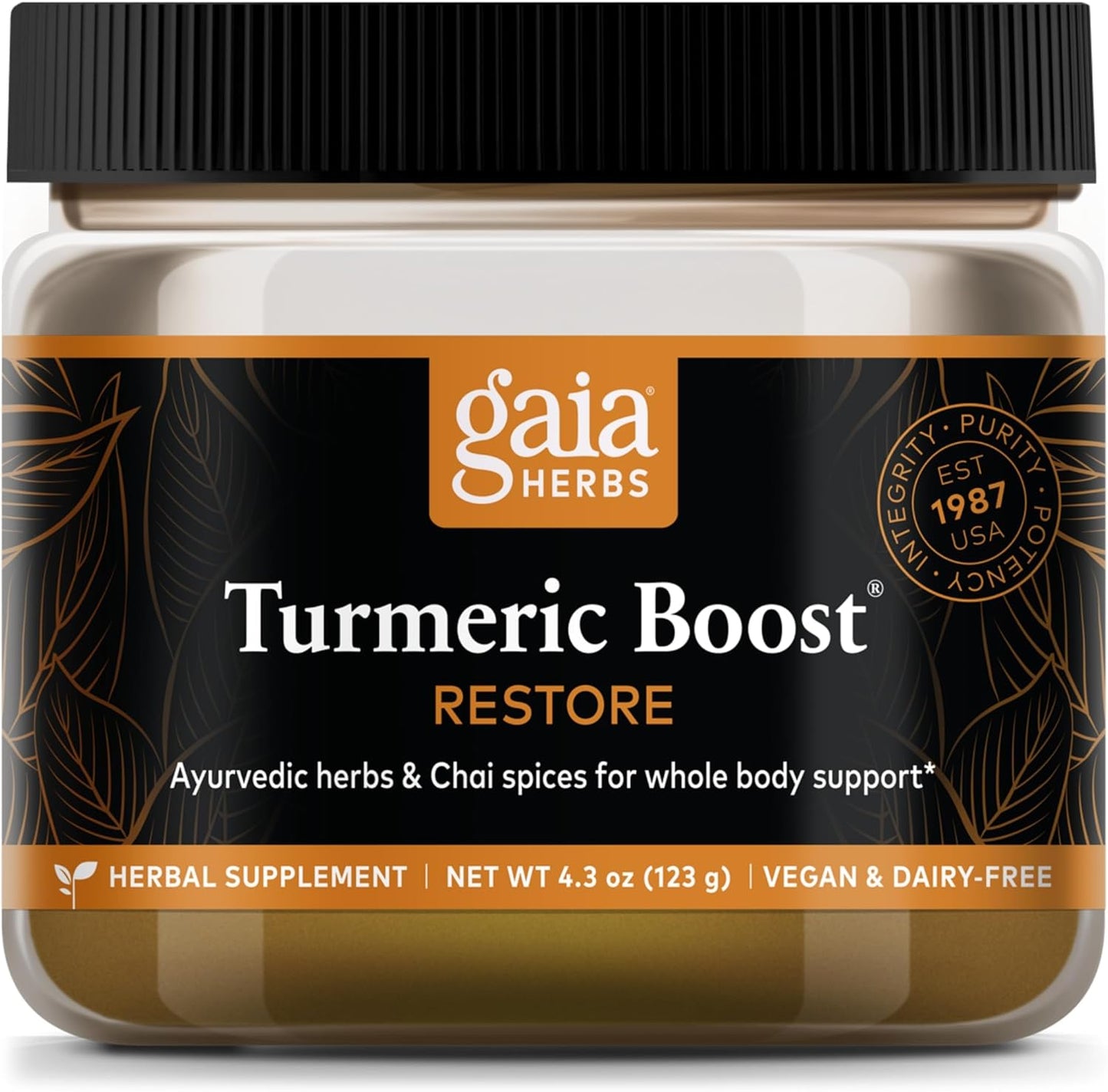 Gaia Herbs Turmeric Boost Restore - Turmeric Drink Mix for Healthy Swelling Response - Curcumin, Black Pepper, Holy Basil & Ginger - 4.3 oz